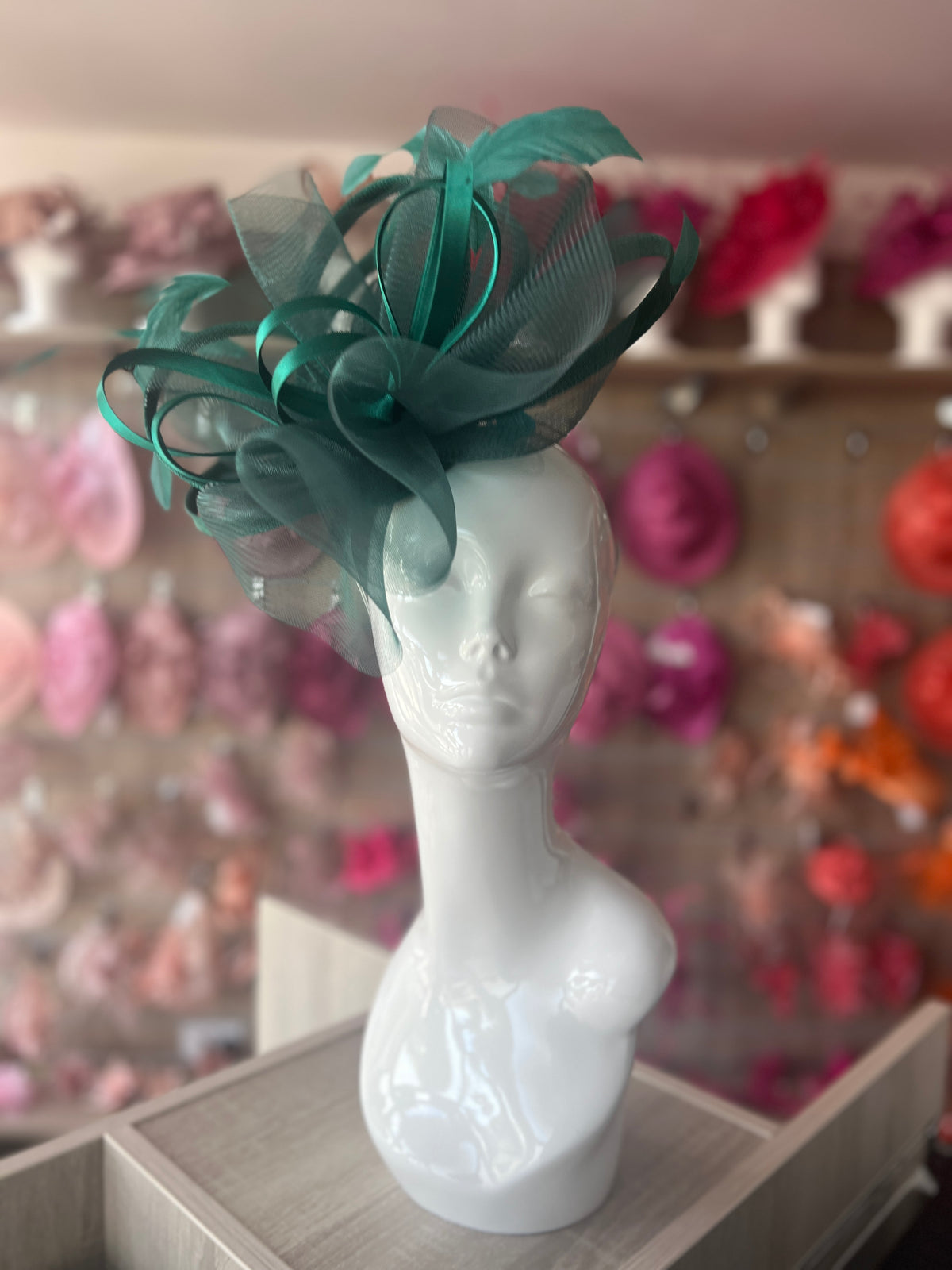 Crinoline Waves Large Emerald Fascinator-Fascinators Direct