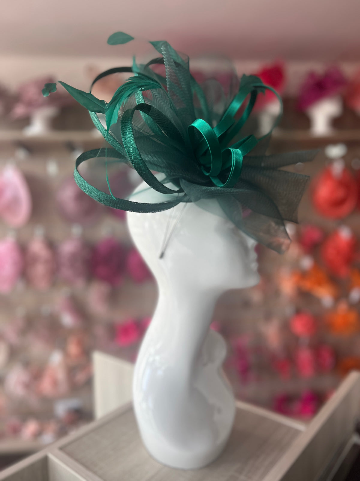 Crinoline Waves Large Emerald Fascinator-Fascinators Direct