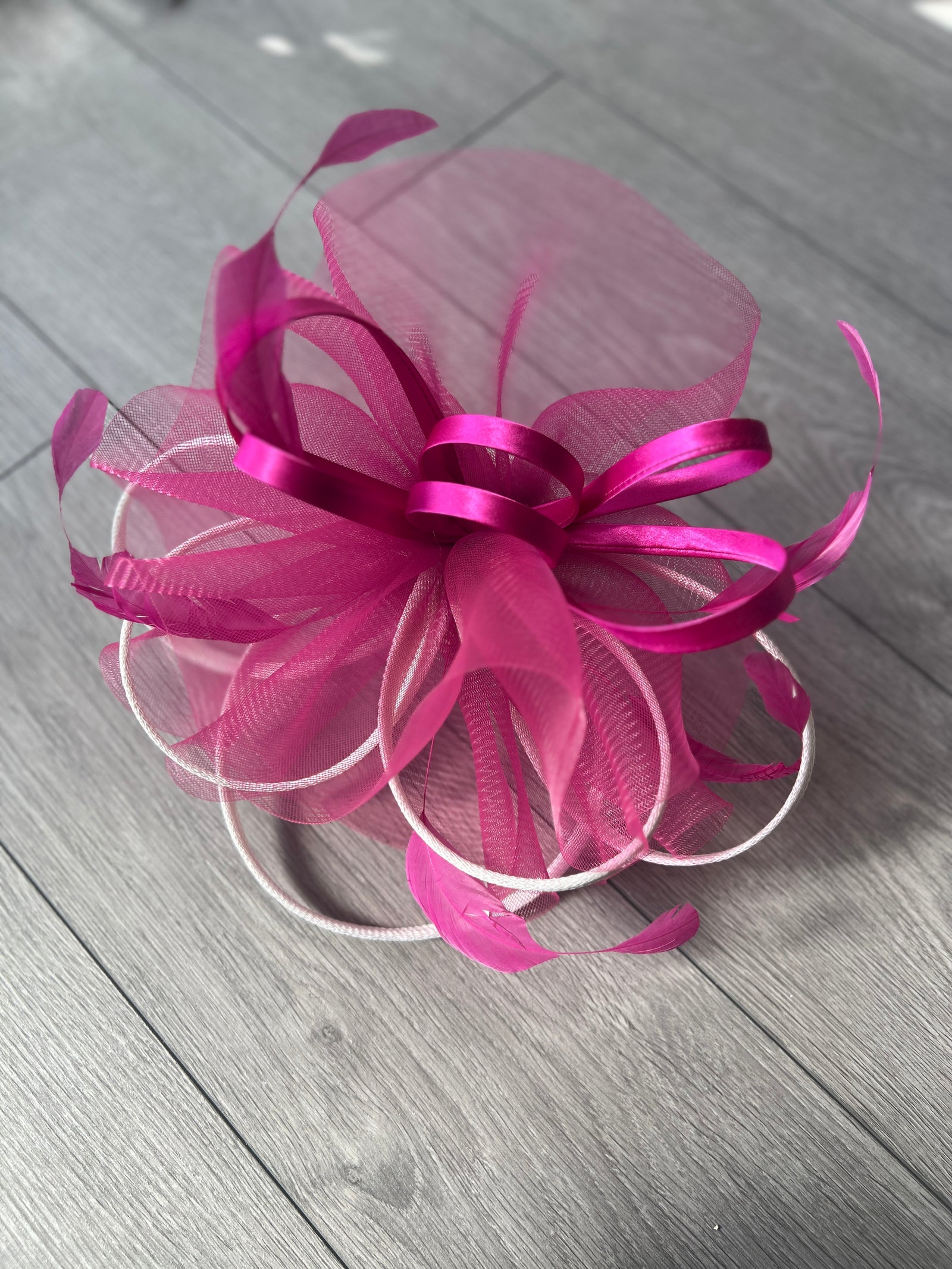 Crinoline Waves Large Fuchsia & White Fascinator-Fascinators Direct