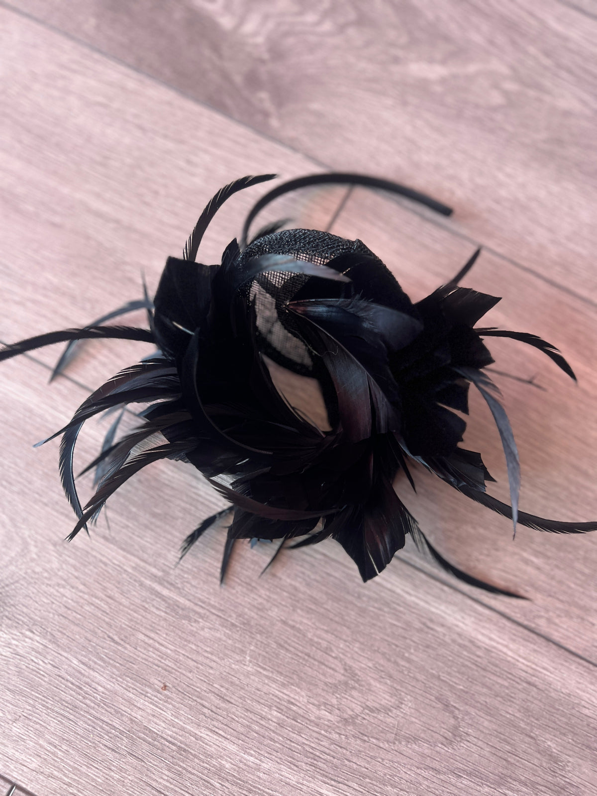 Curled Feather Black Fascinator Hair Clip-Fascinators Direct