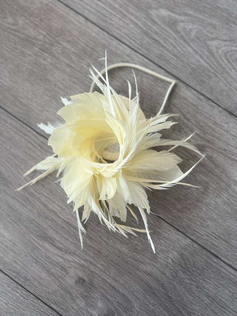 Curled Feather Cream Fascinator Hair Clip Ivory Feather Hair Clip