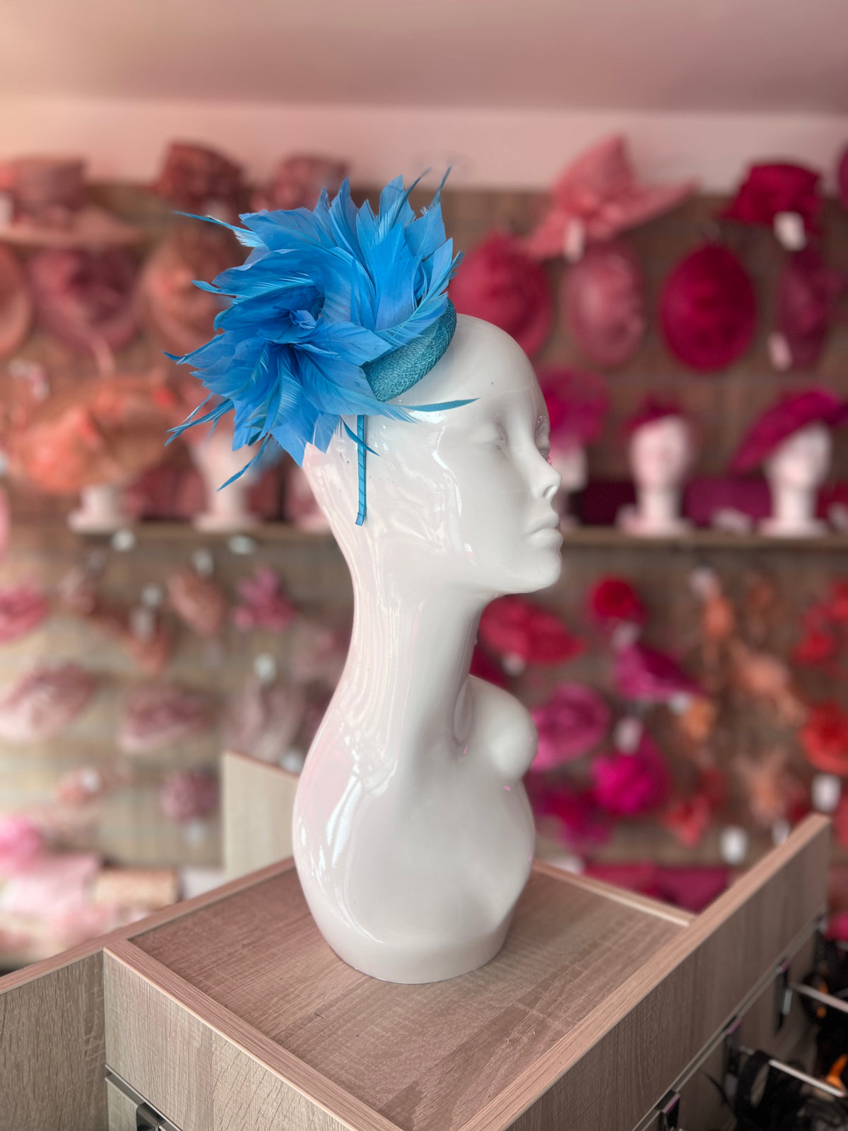 Curled Feather Electric Blue Fascinator Hair Clip-Fascinators Direct