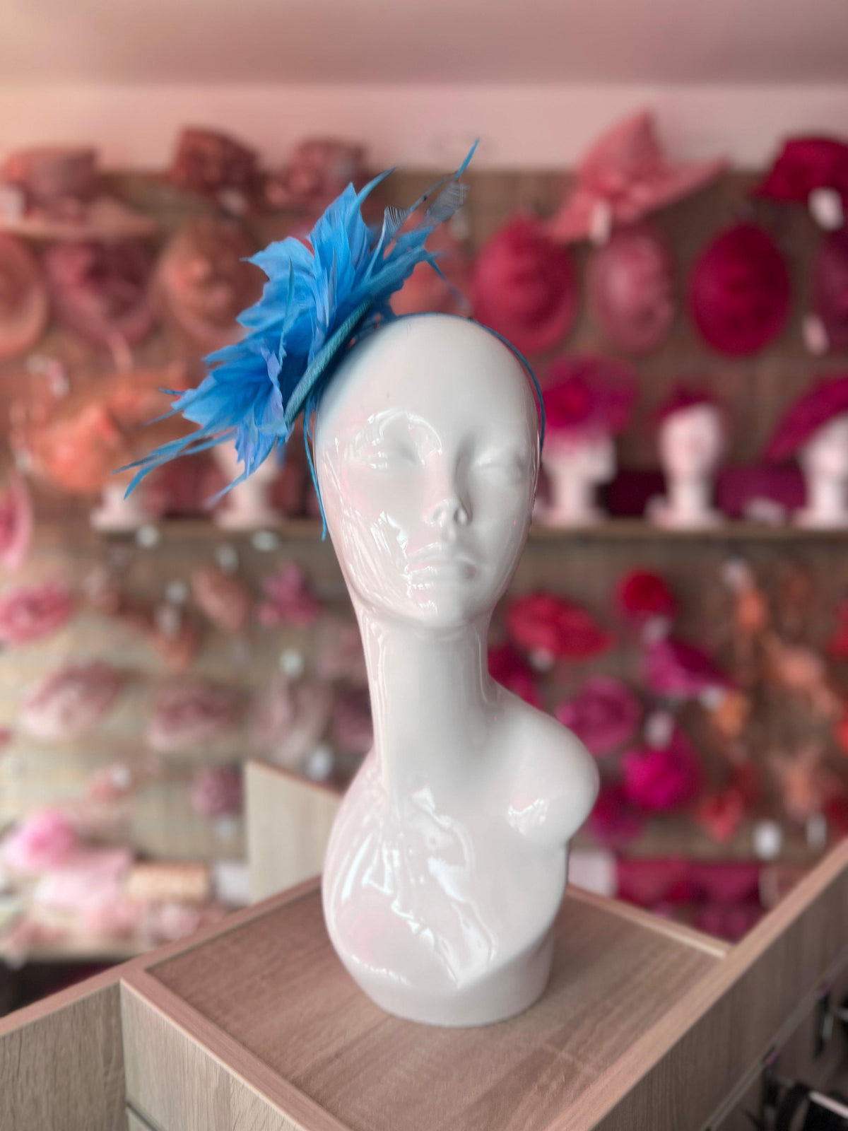 Curled Feather Electric Blue Fascinator Hair Clip-Fascinators Direct