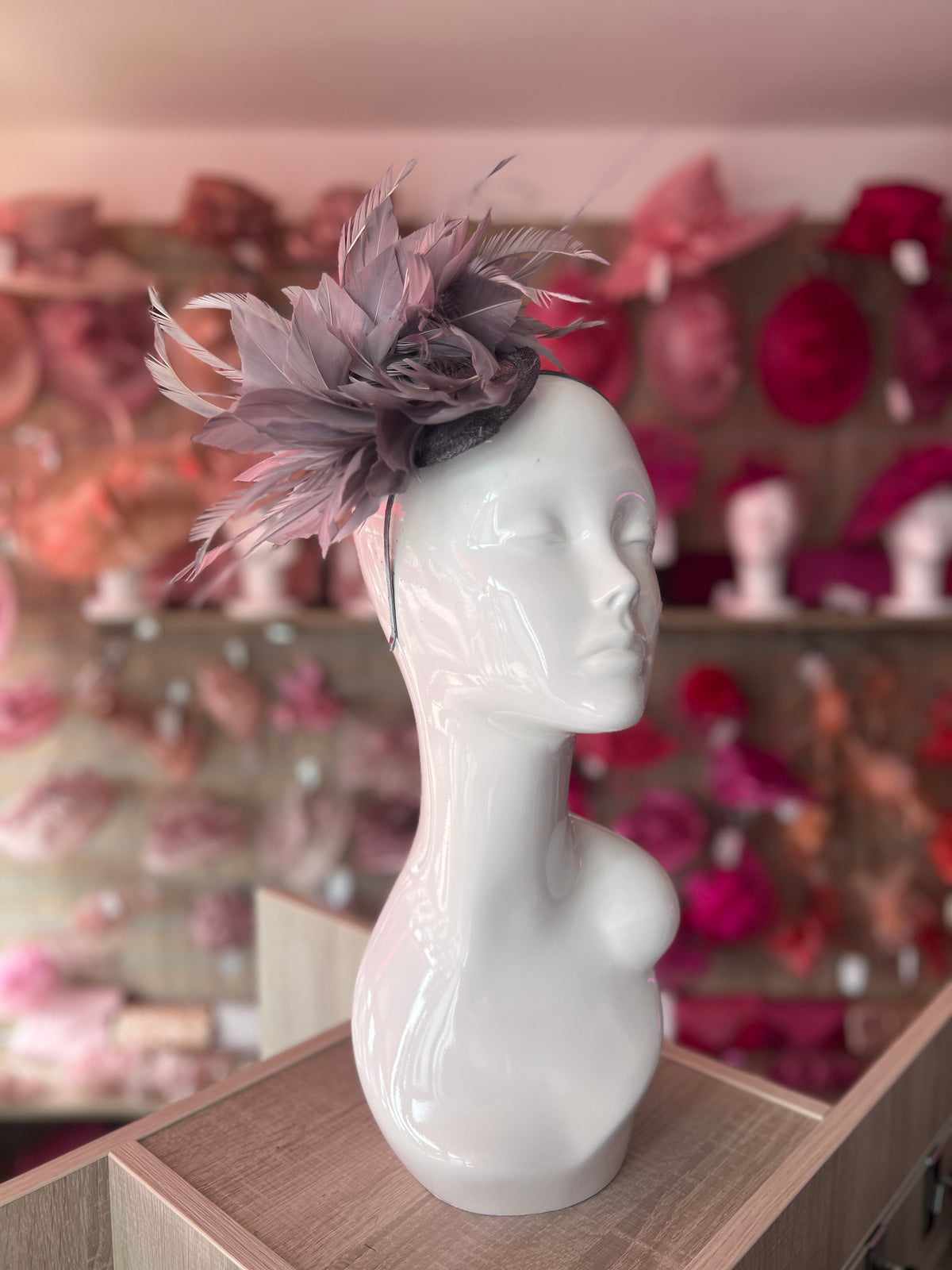 Curled Feather Grey Fascinator Hair Clip-Fascinators Direct