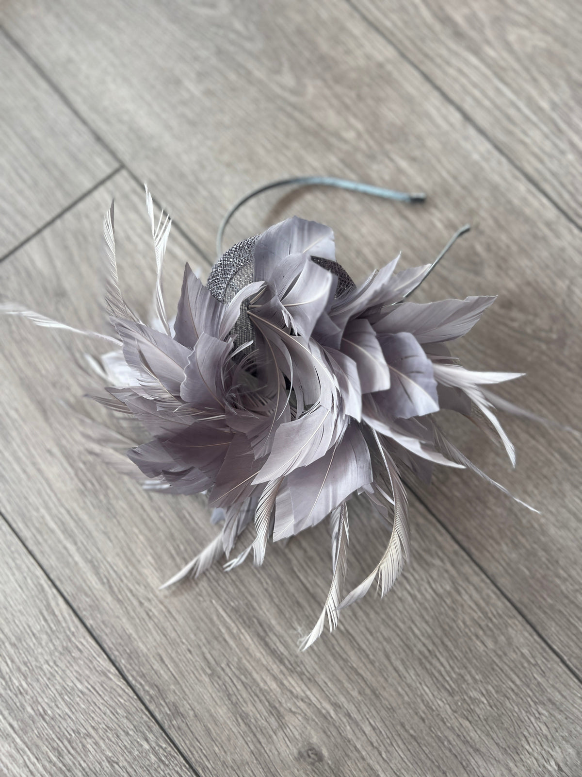 Curled Feather Grey Fascinator Hair Clip-Fascinators Direct