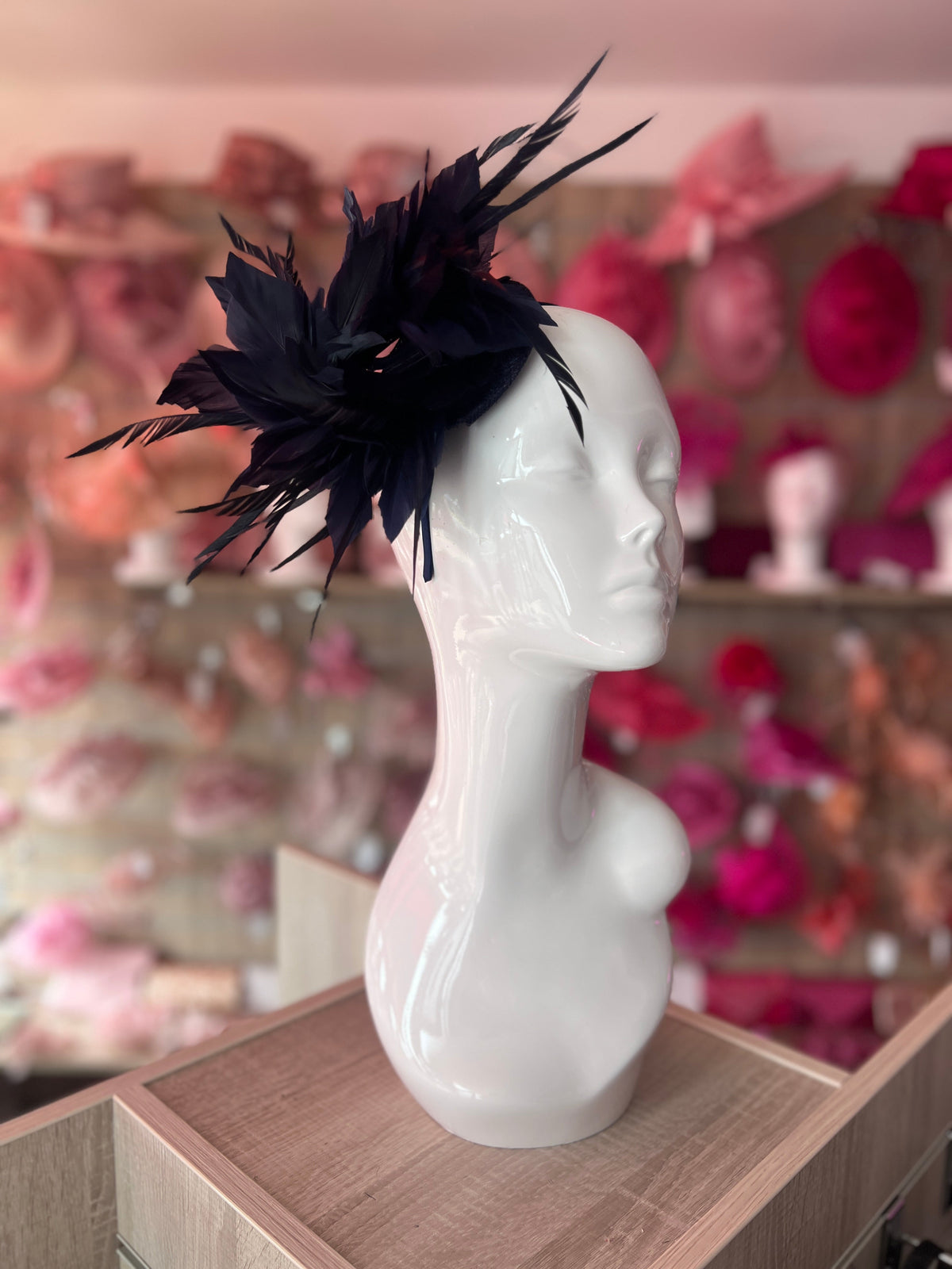 Curled Feather Navy Fascinator Hair Clip-Fascinators Direct