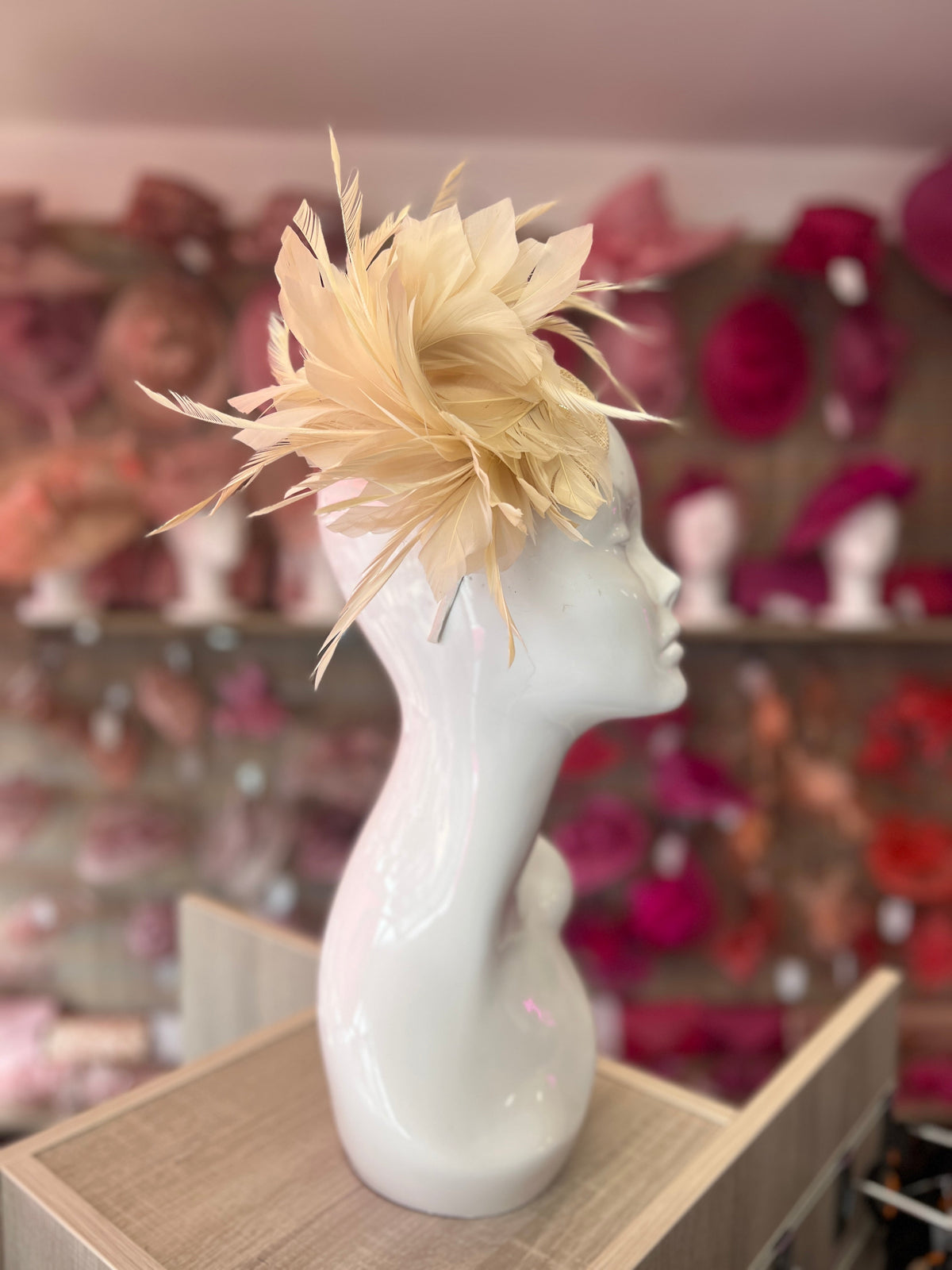 Curled Feather Nude Fascinator Hair Clip-Fascinators Direct