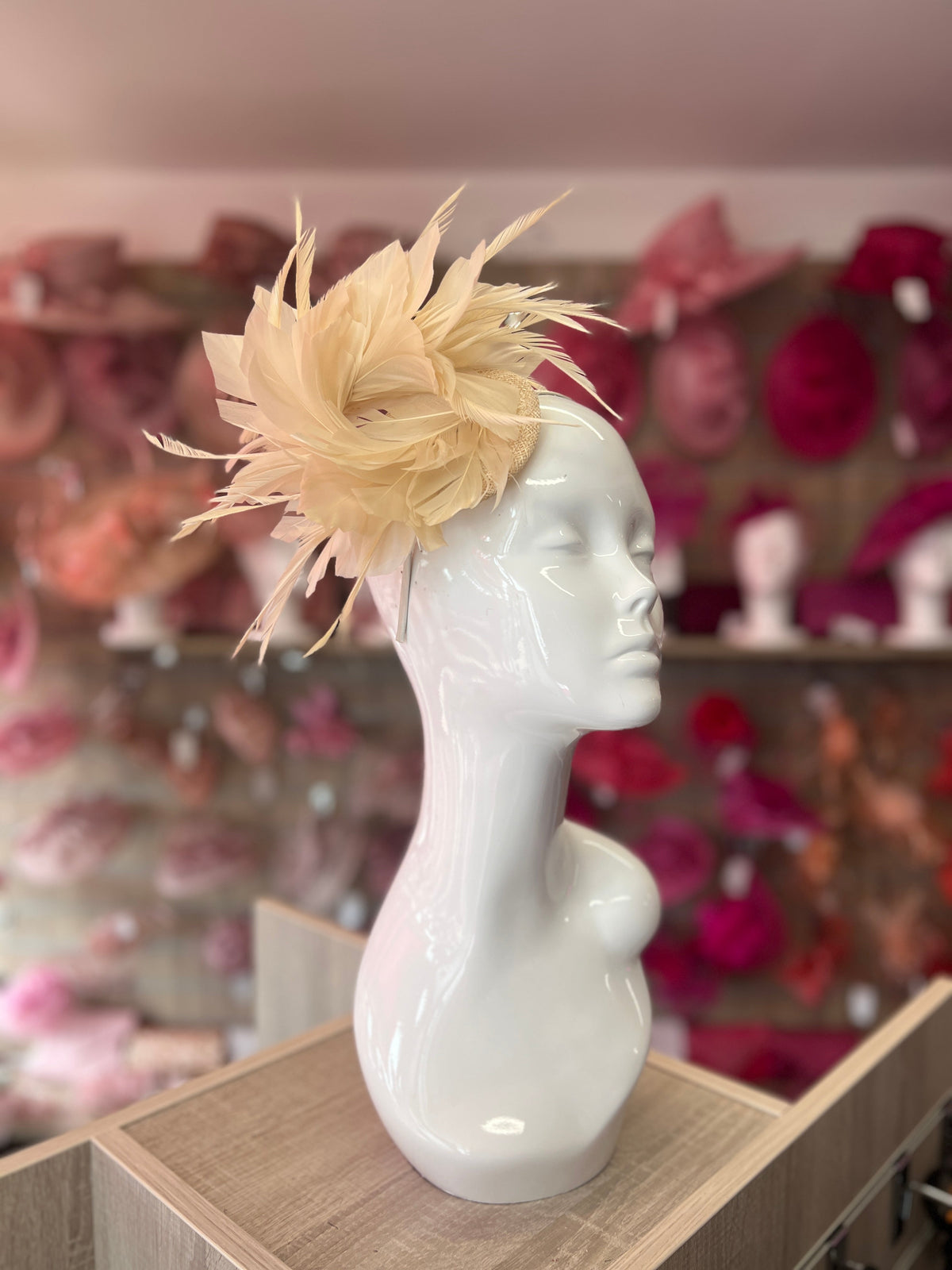 Curled Feather Nude Fascinator Hair Clip-Fascinators Direct
