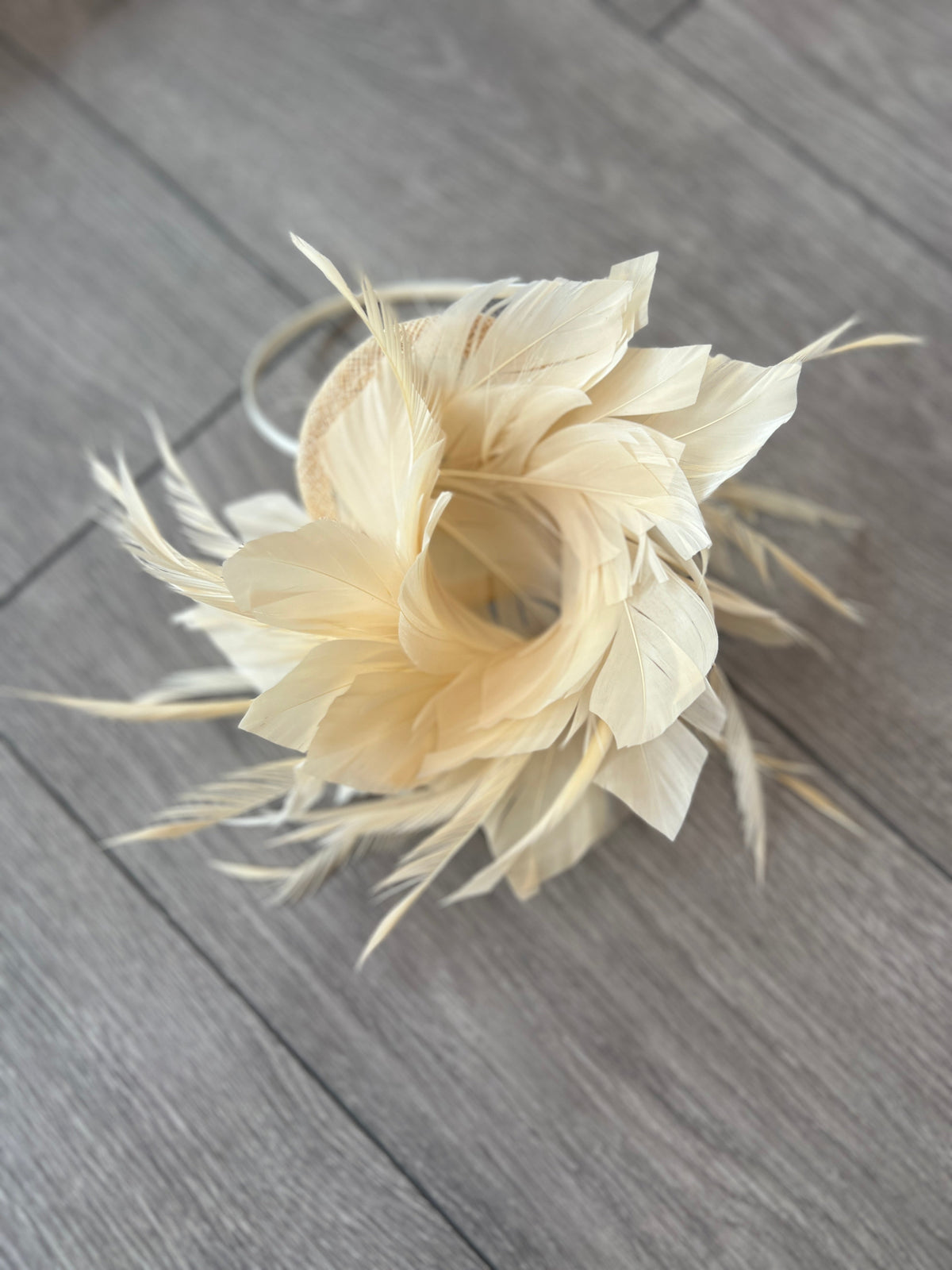 Curled Feather Nude Fascinator Hair Clip-Fascinators Direct