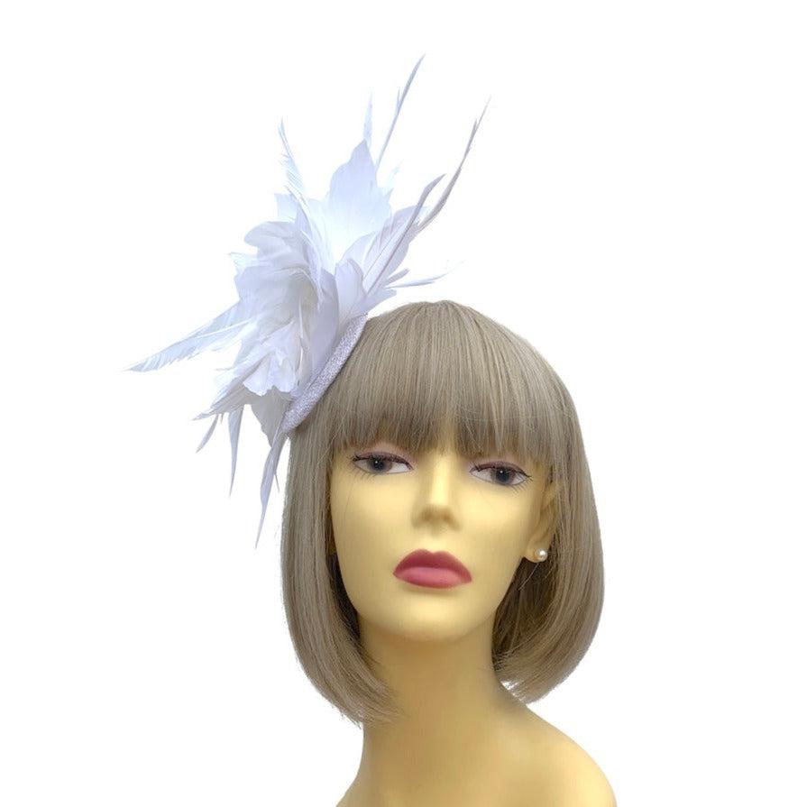 White deals hair fascinator