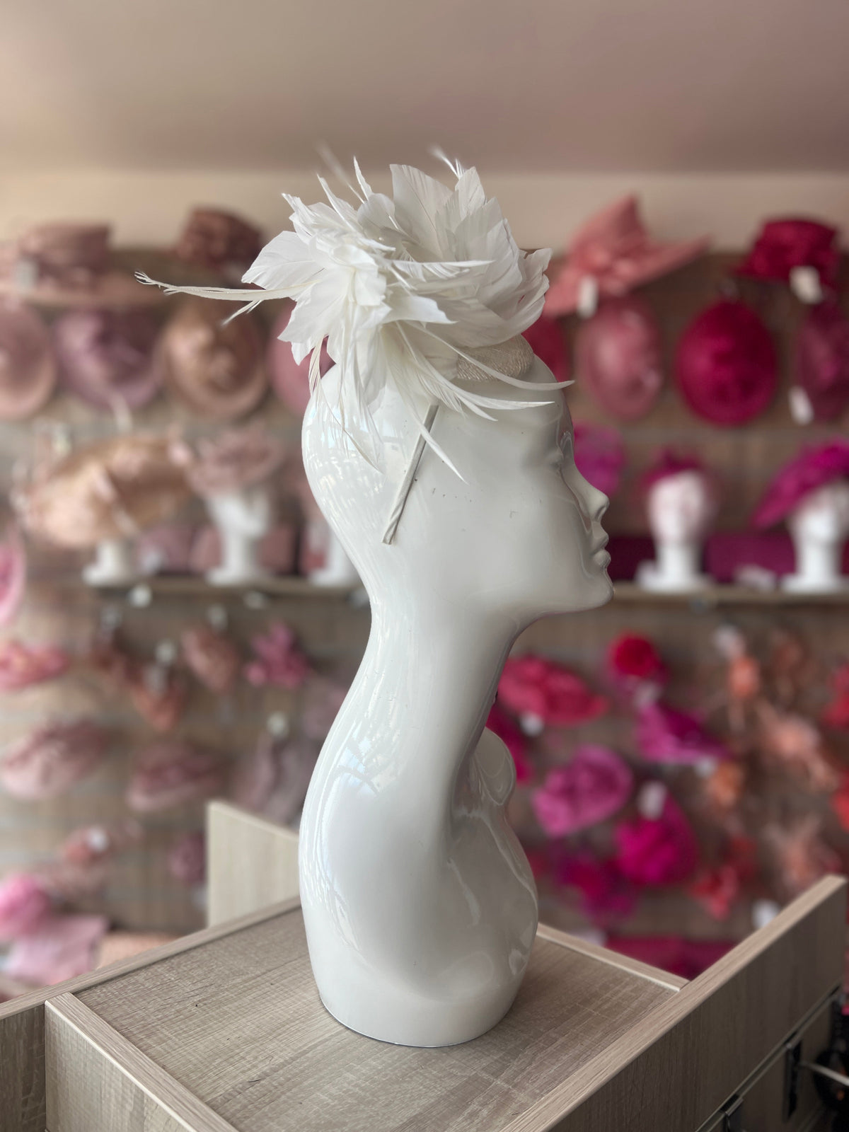 Curled Feather White Fascinator Hair Clip-Fascinators Direct