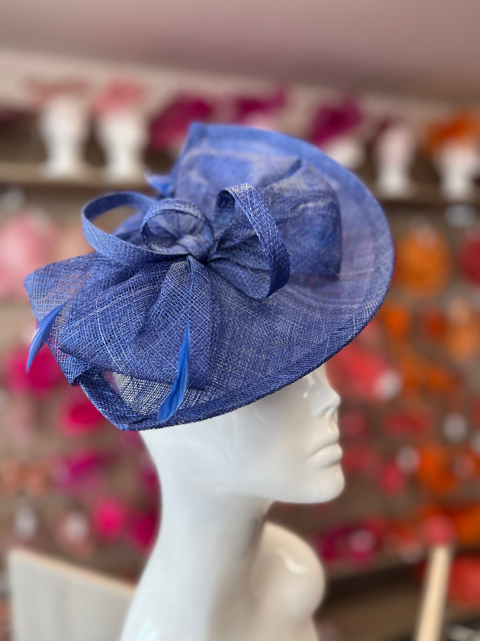 Indigo Disc Fascinator with Decorative Bow