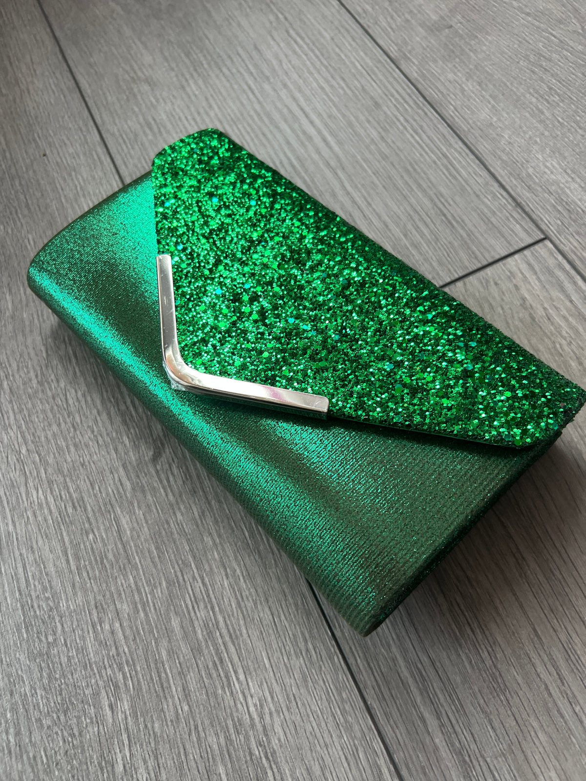 Green Glitter Clutch Bag