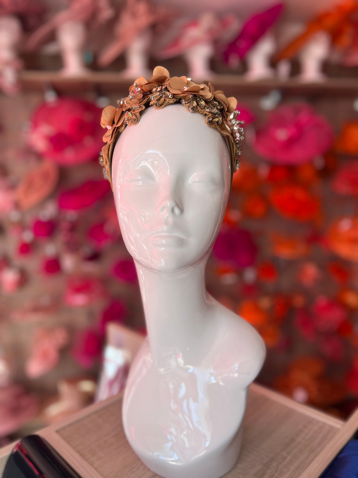 Gold Flower Headband With Gem Stones &amp; Diamantes
