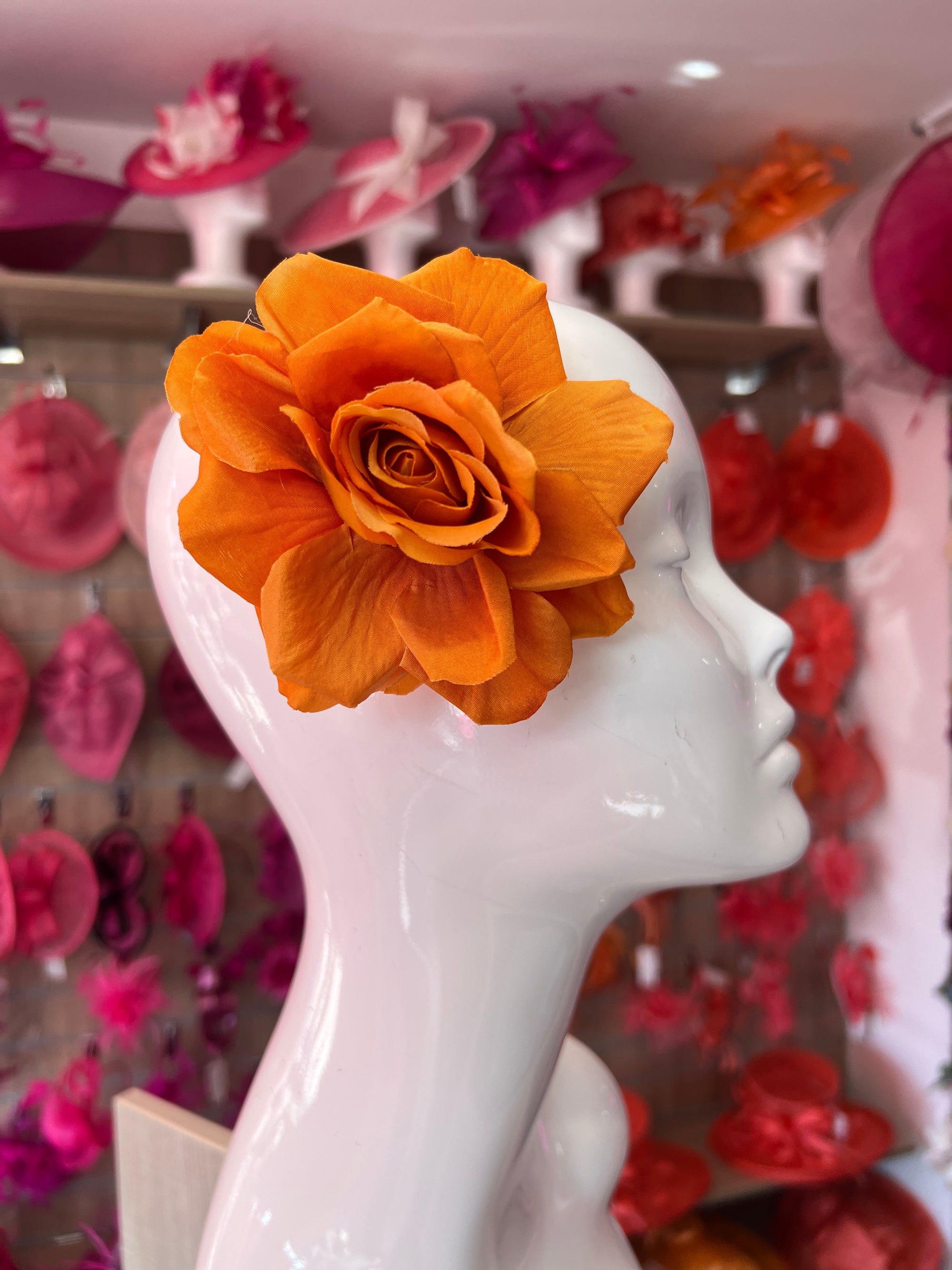 Burnt Orange Rose Hair Clip