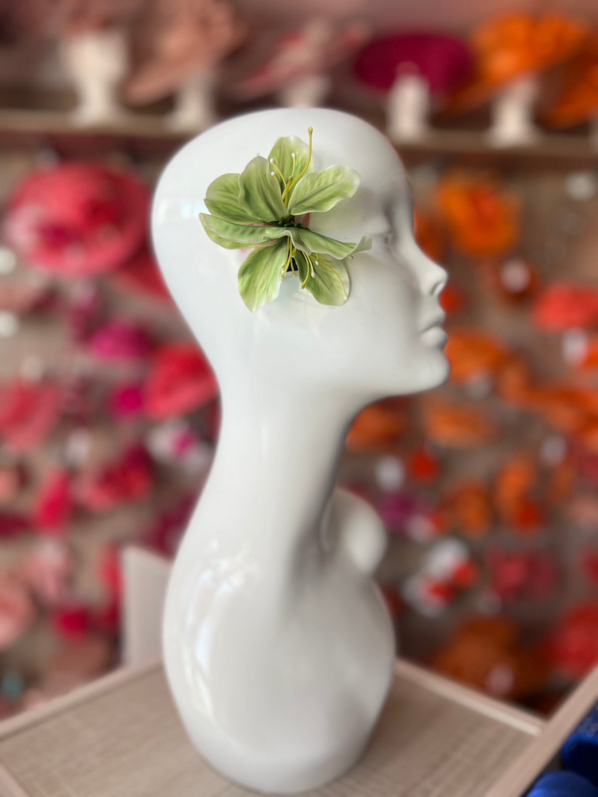 Small Olive Green Lily Hair Flower Clip