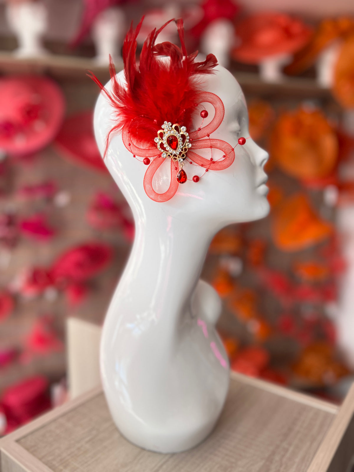 Vintage 1920s Flapper Hair Clip - Red