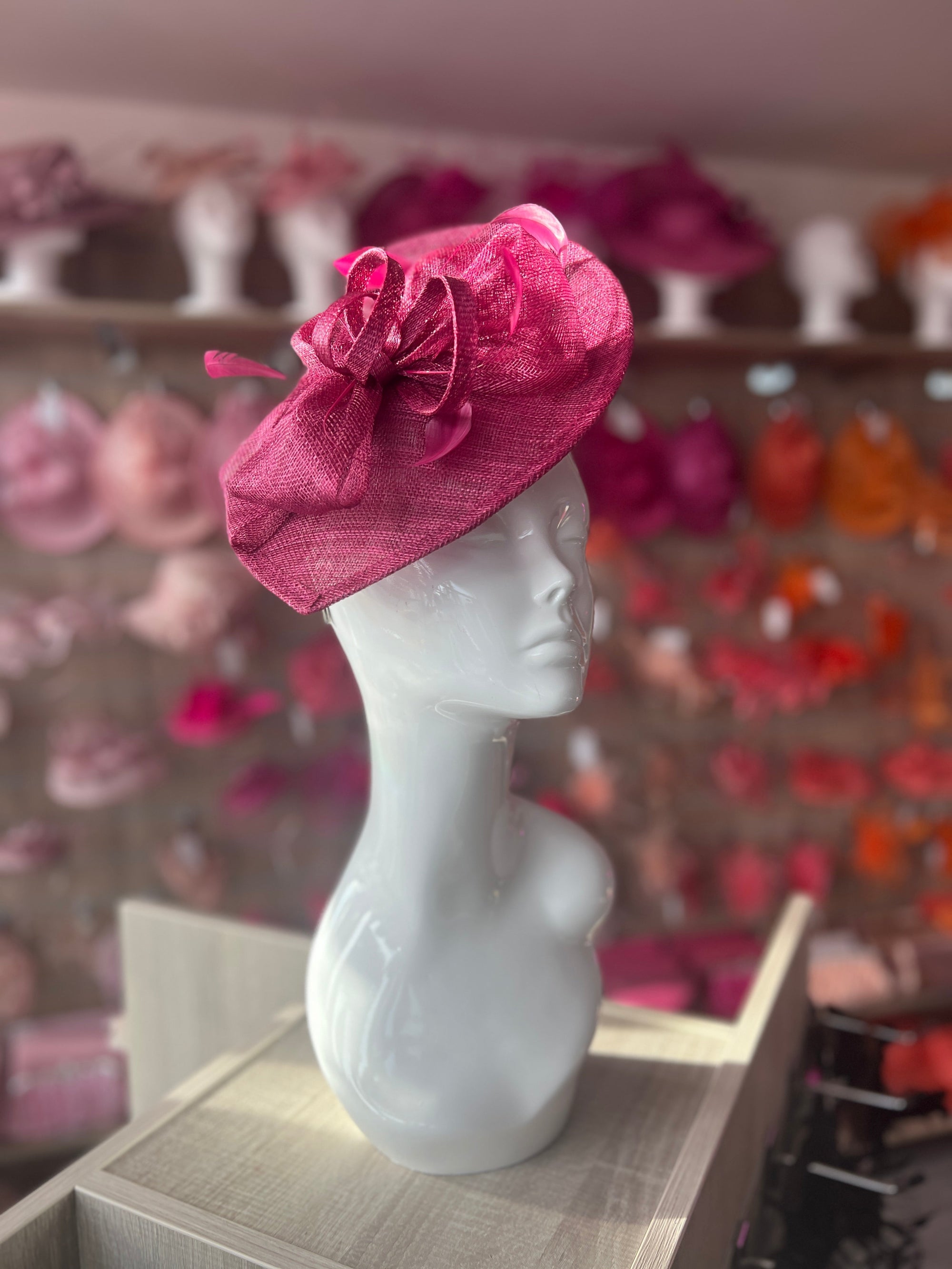 Damson Disc Fascinator with Decorative Bow-Fascinators Direct