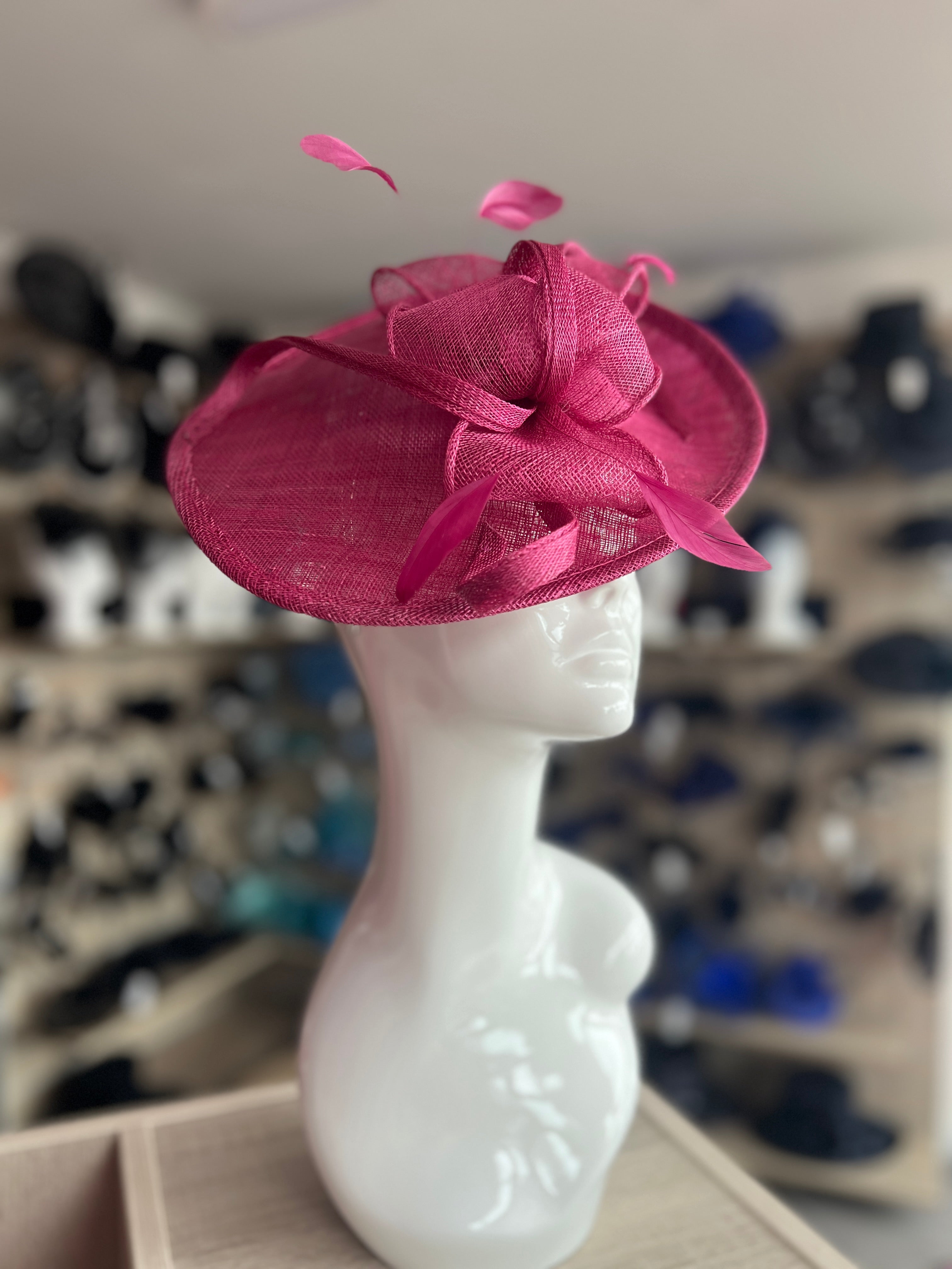 Plum Damson Teardrop Disc Fascinator for Weddings The Races