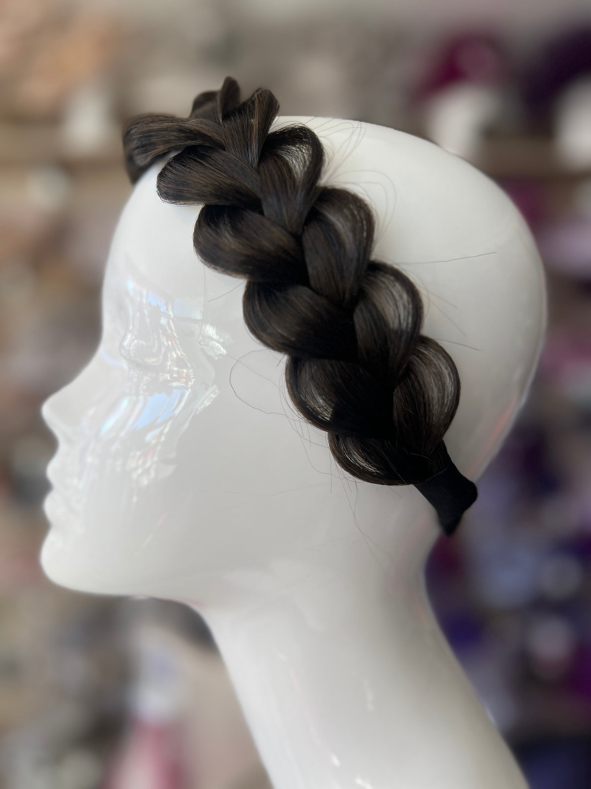 Dark Brown Faux Fishtail Braided Headband-Fascinators Direct