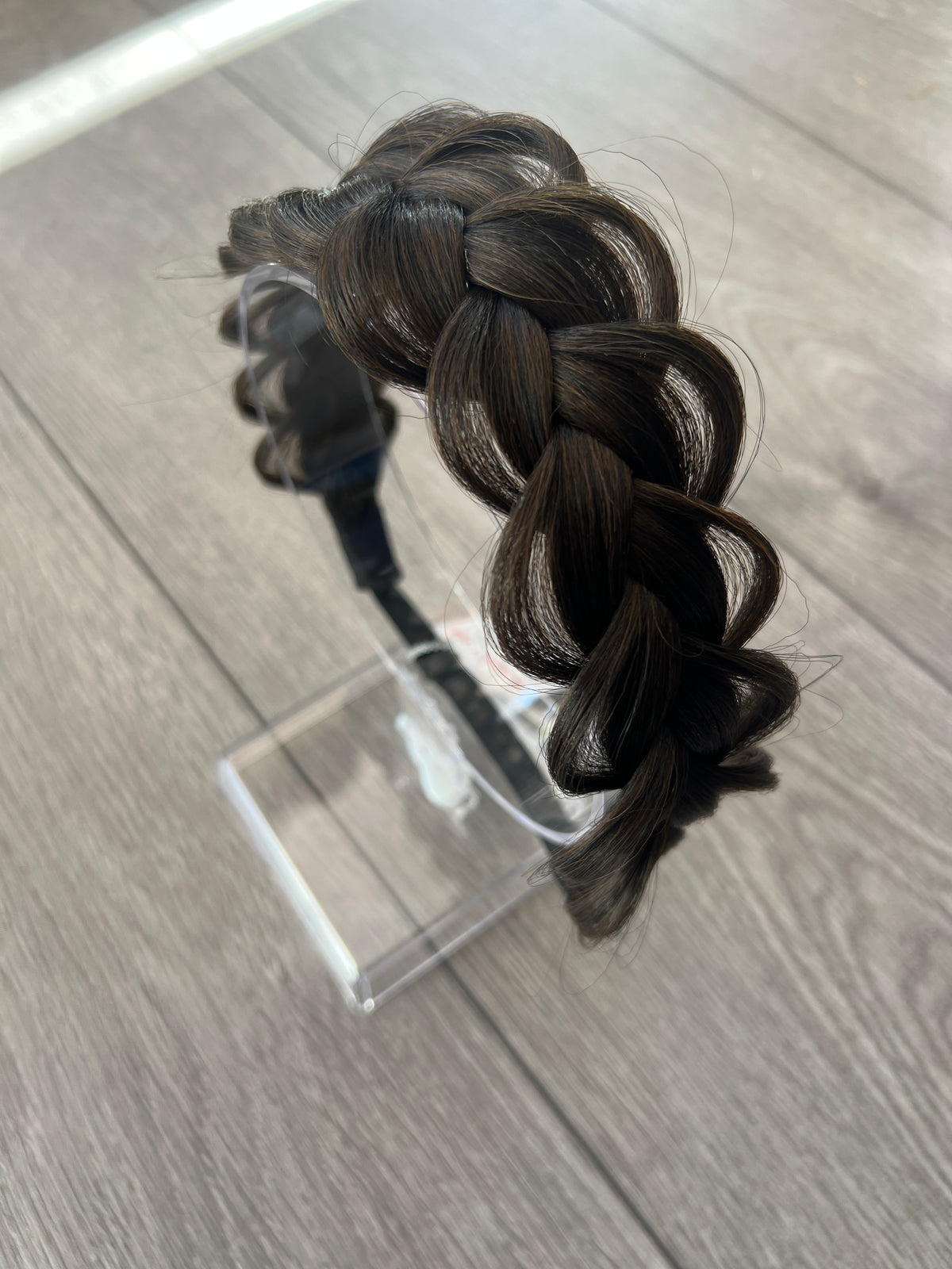 Dark Brown Synthetic Fishtail Braided HeadBand-Fascinators Direct