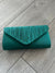 Dark Green Envelope Clutch Bag with Crystal Rhinestones-Fascinators Direct