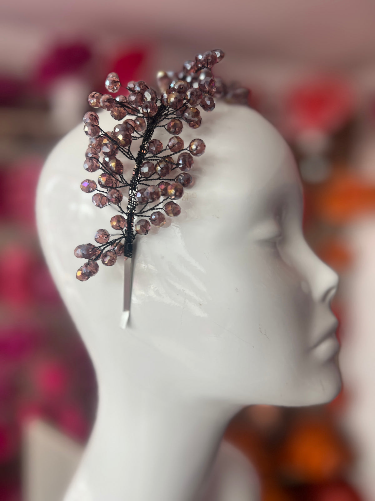 Dark Pink Crystal Headband Fascinator-Fascinators Direct