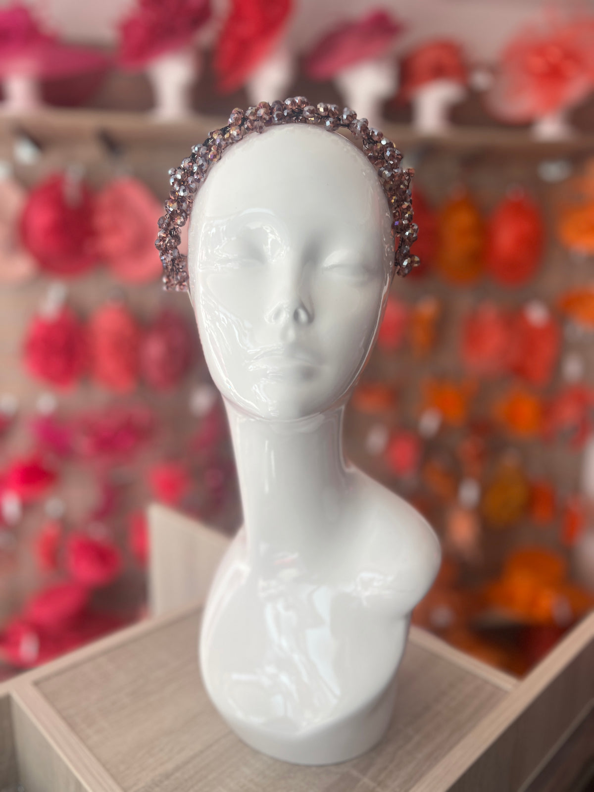 Dark Pink Crystal Headband Fascinator-Fascinators Direct