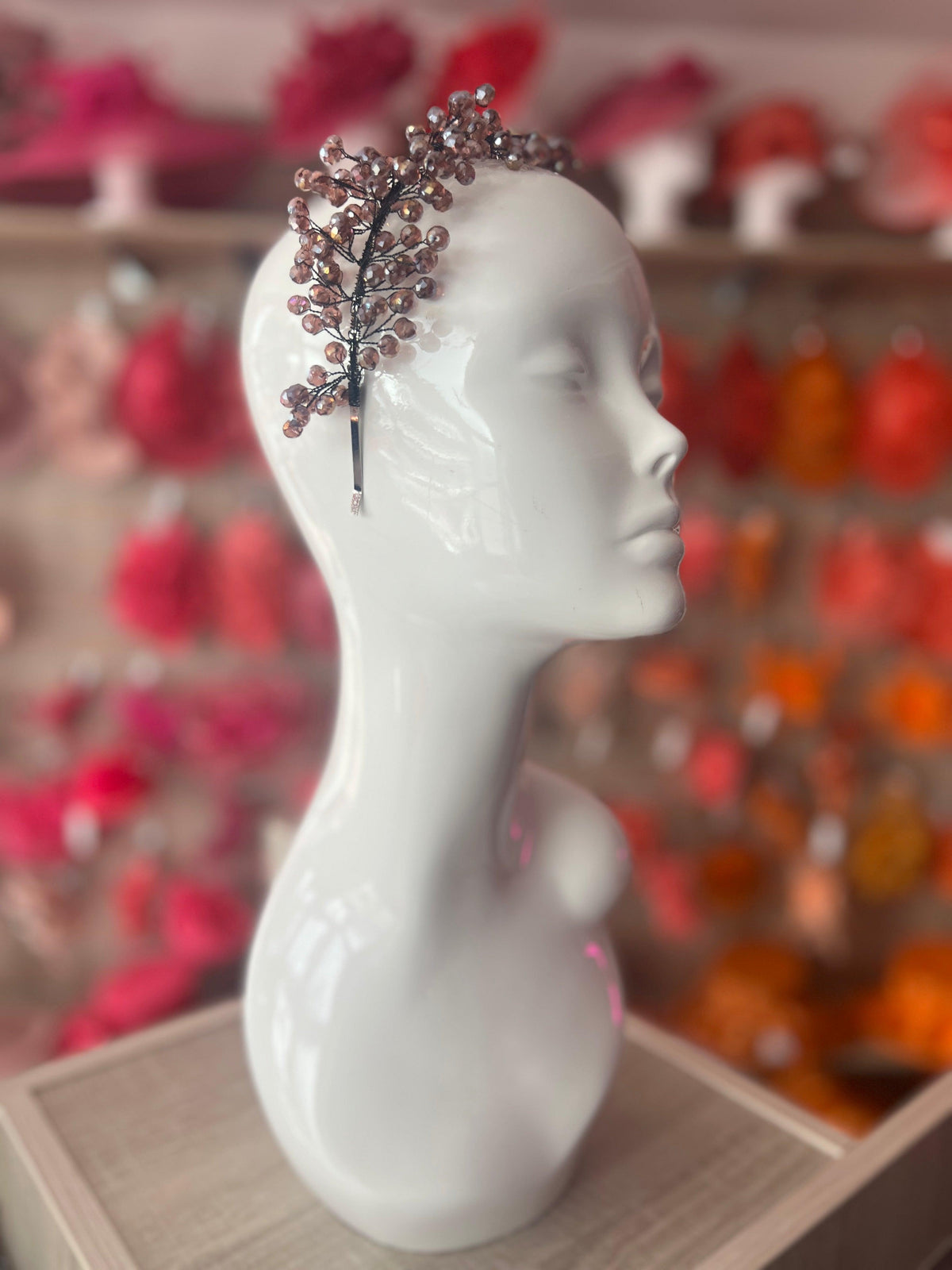 Dark Pink Crystal Headband Fascinator-Fascinators Direct