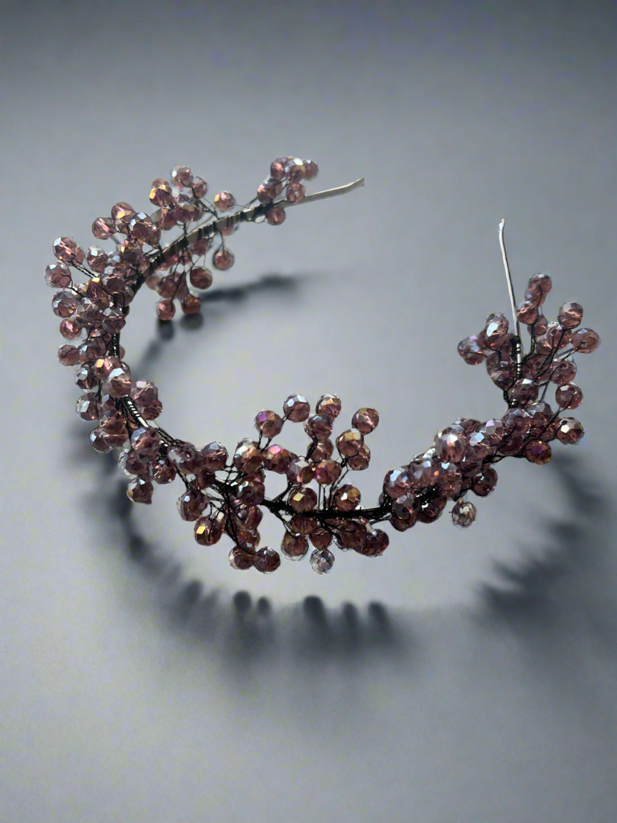 Dark Pink Crystal Headband Fascinator-Fascinators Direct