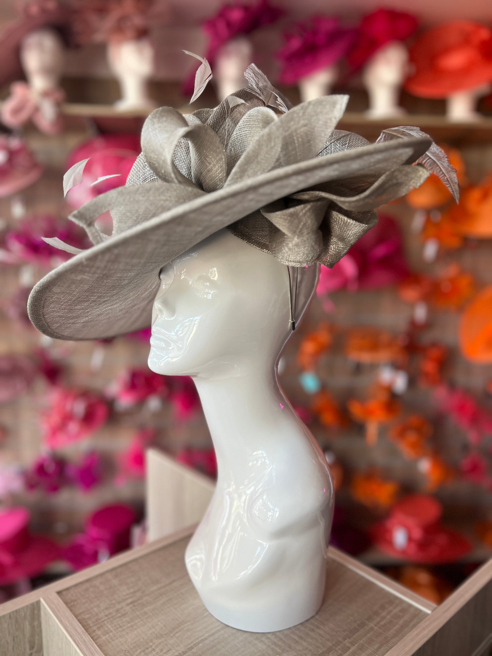 Deluxe Large Mercury Hatinator with Split Brim & Feathers-Fascinators Direct
