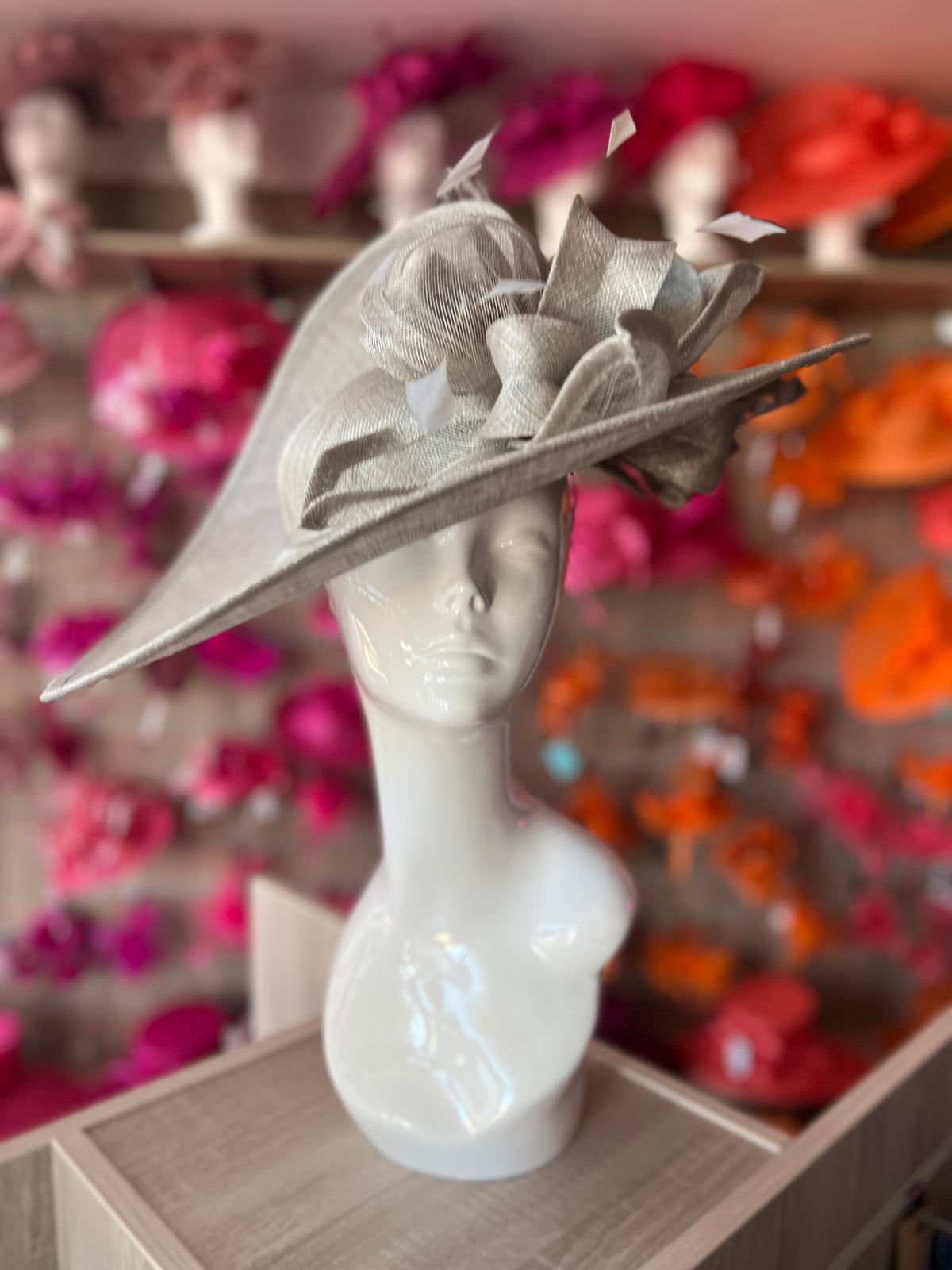 Deluxe Large Mercury Hatinator with Split Brim &amp; Feathers-Fascinators Direct