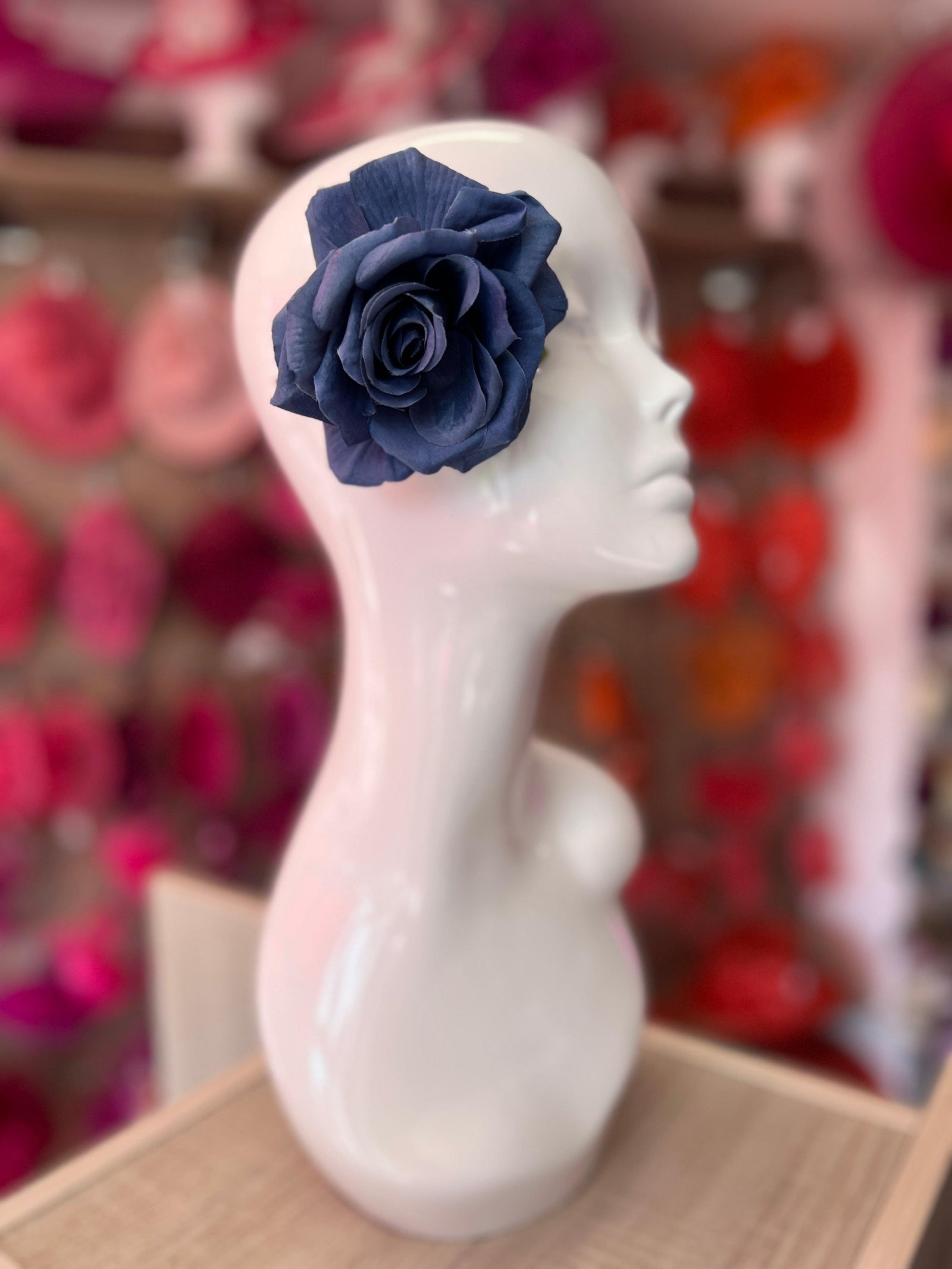Dusky Blue Rose Hair Clip-Fascinators Direct