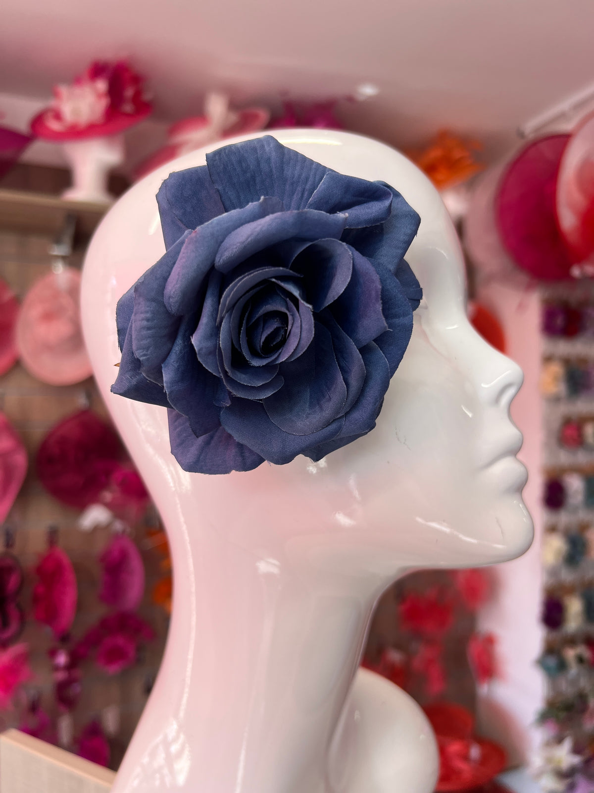 Dusky Blue Rose Hair Clip-Fascinators Direct