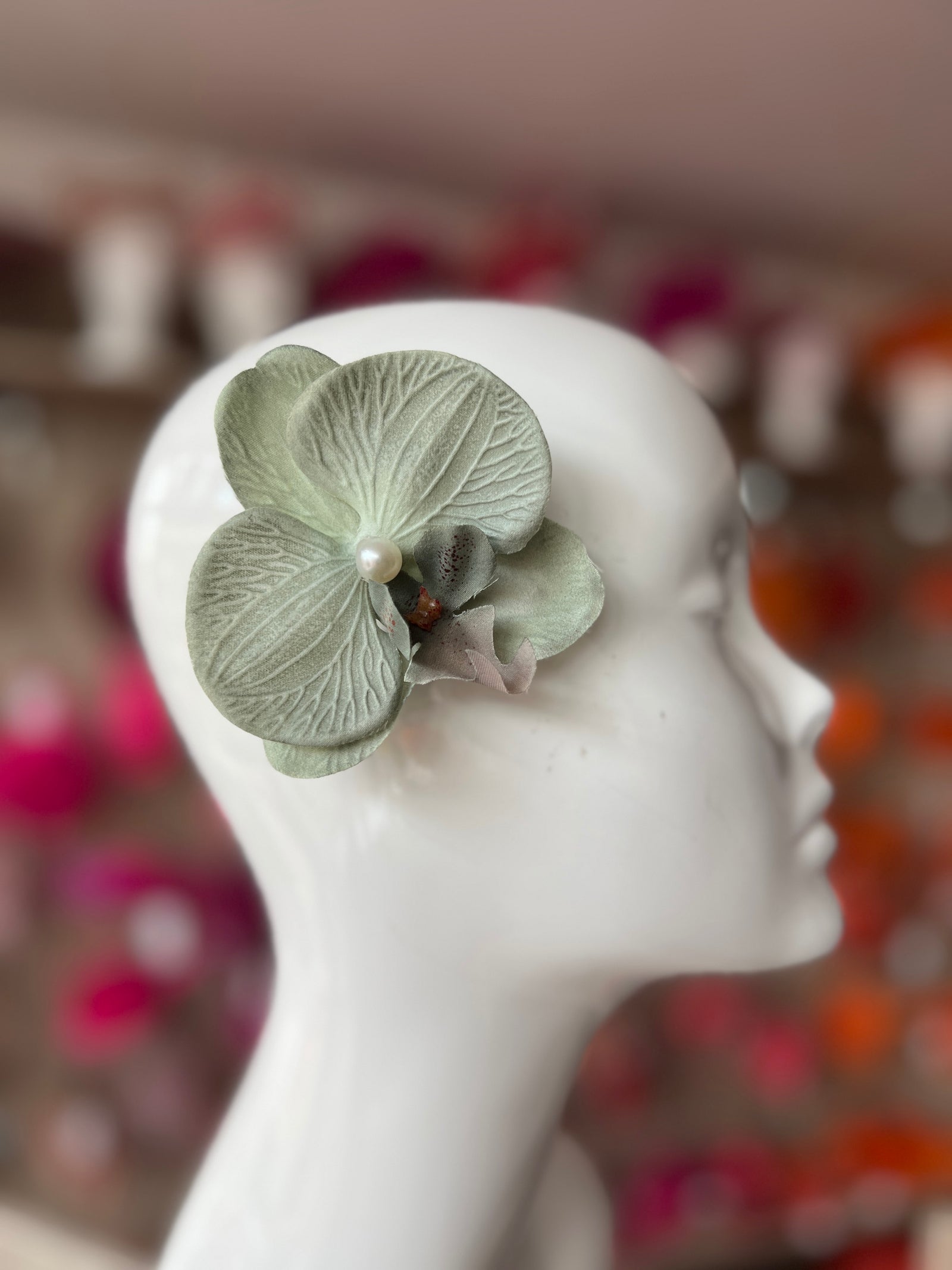 Dusky Green Orchid Hair Clip-Fascinators Direct