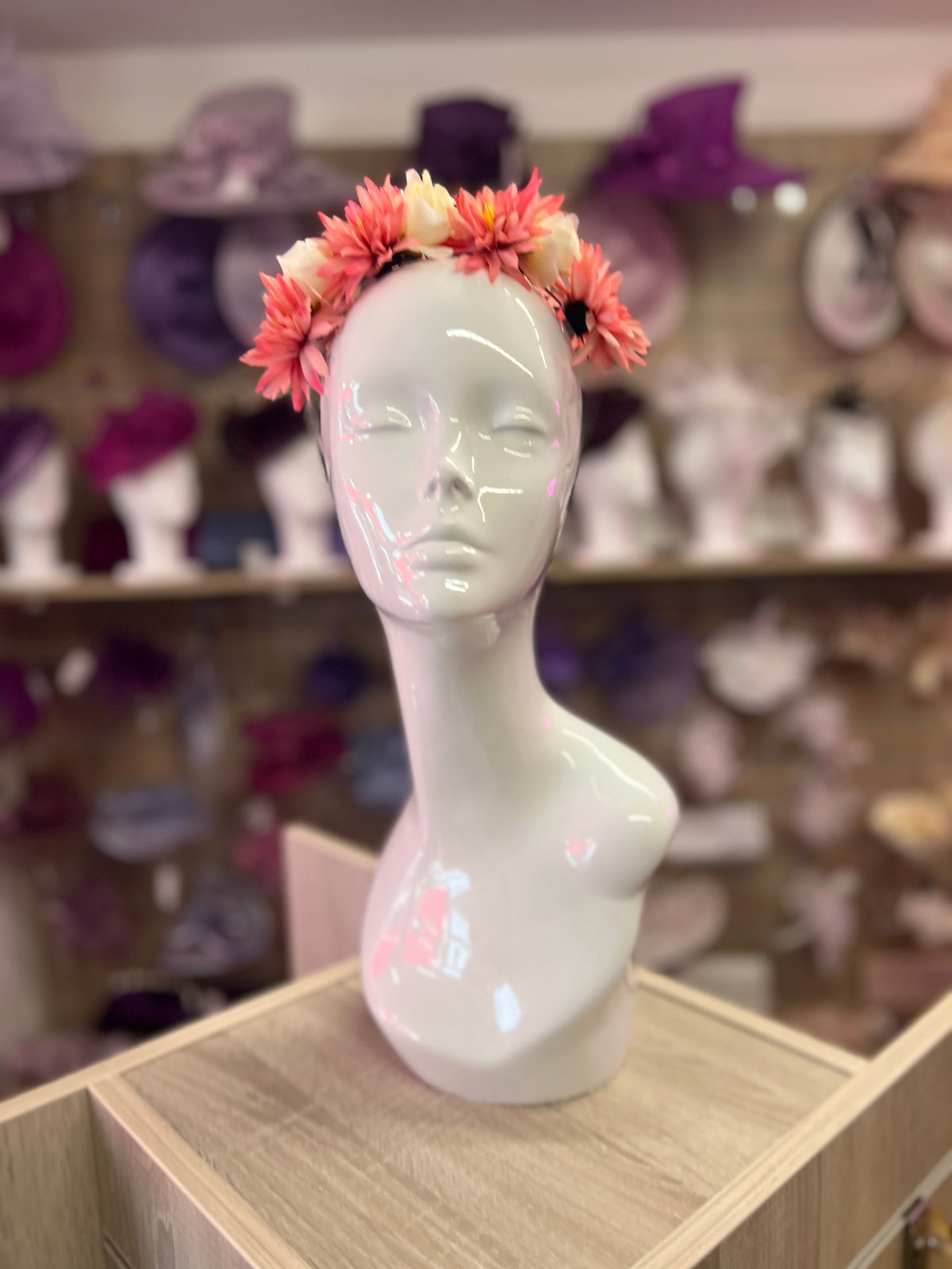 Dusky Pink &amp; Cream Rose &amp; Dahlia Flower Headband-Fascinators Direct