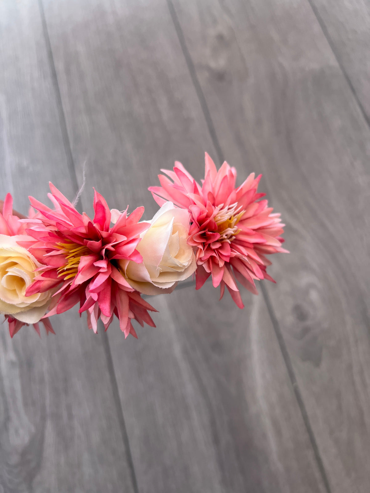 Dusky Pink &amp; Cream Rose &amp; Dahlia Flower Headband-Fascinators Direct