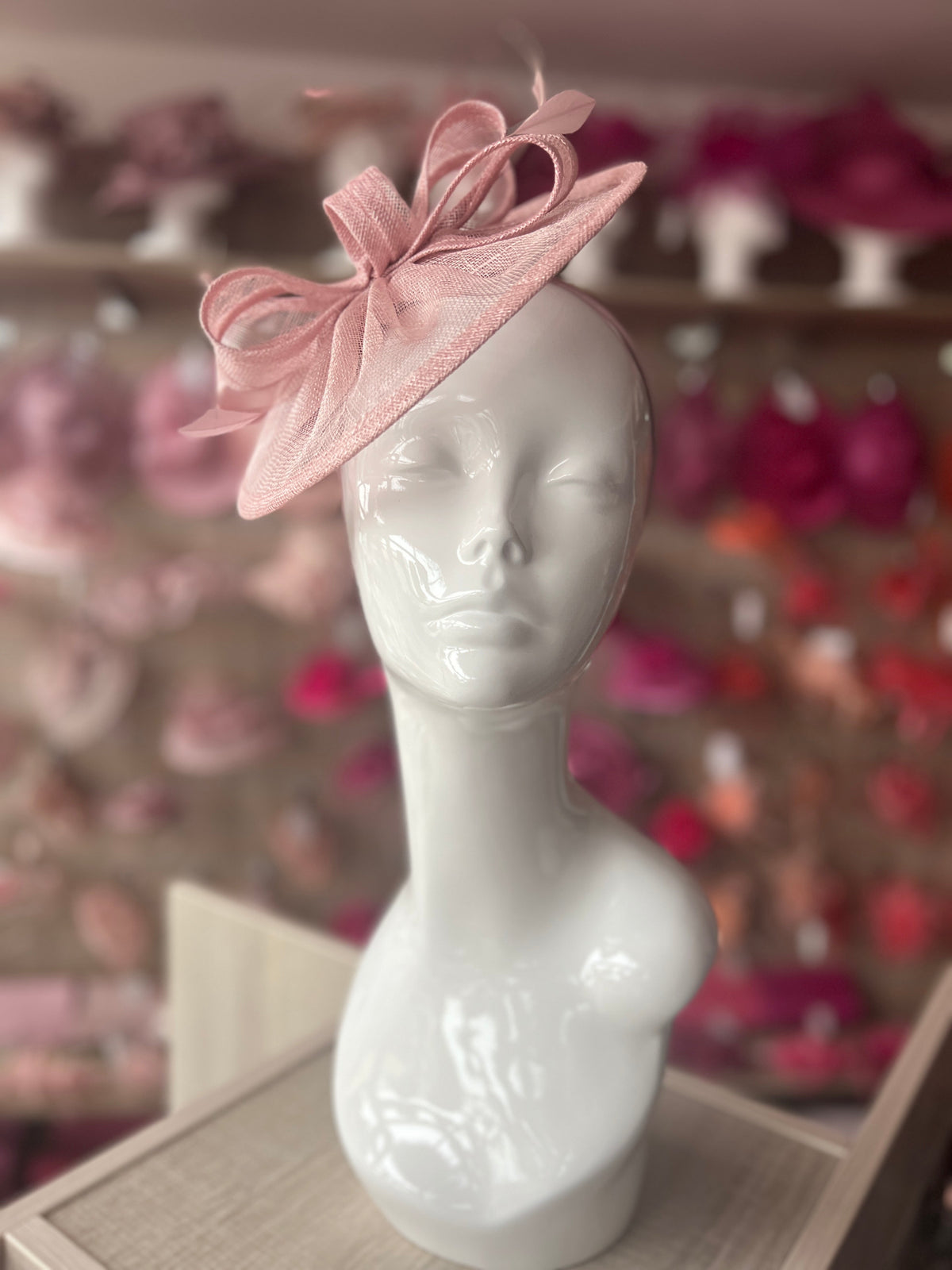 Dusky Pink Curved Disc Fascinator-Fascinators Direct