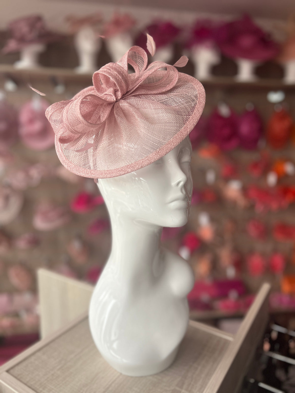 Dusky Pink Curved Disc Fascinator-Fascinators Direct