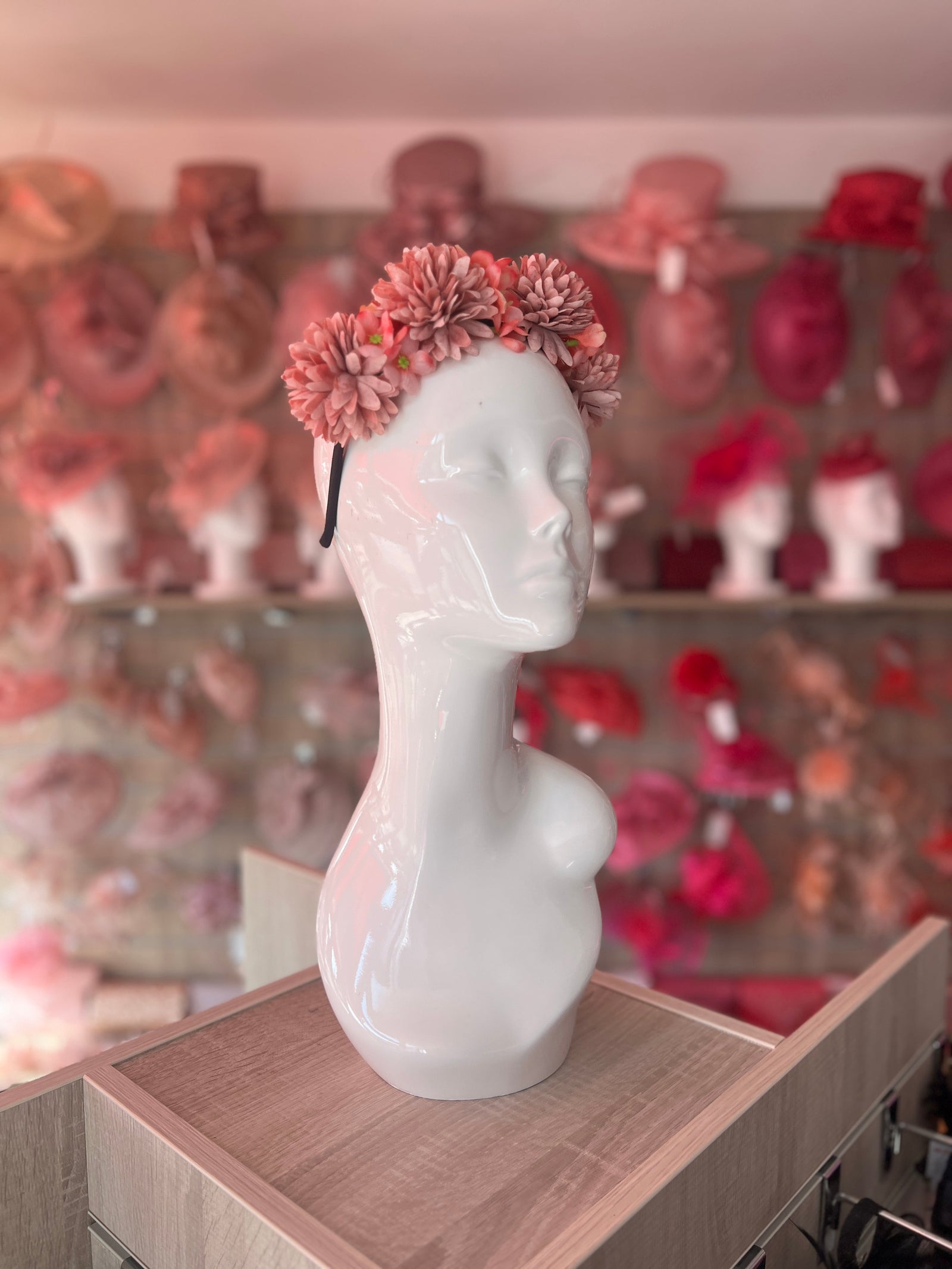 Dusky Pink Dahlia Flower Headband-Fascinators Direct