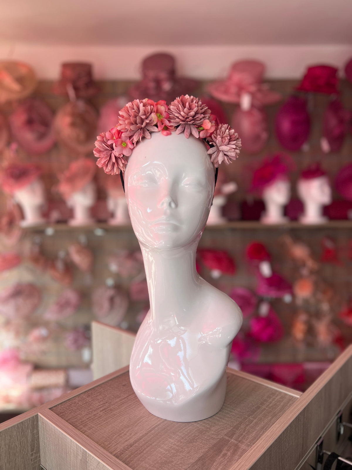 Dusky Pink Dahlia Flower Headband-Fascinators Direct