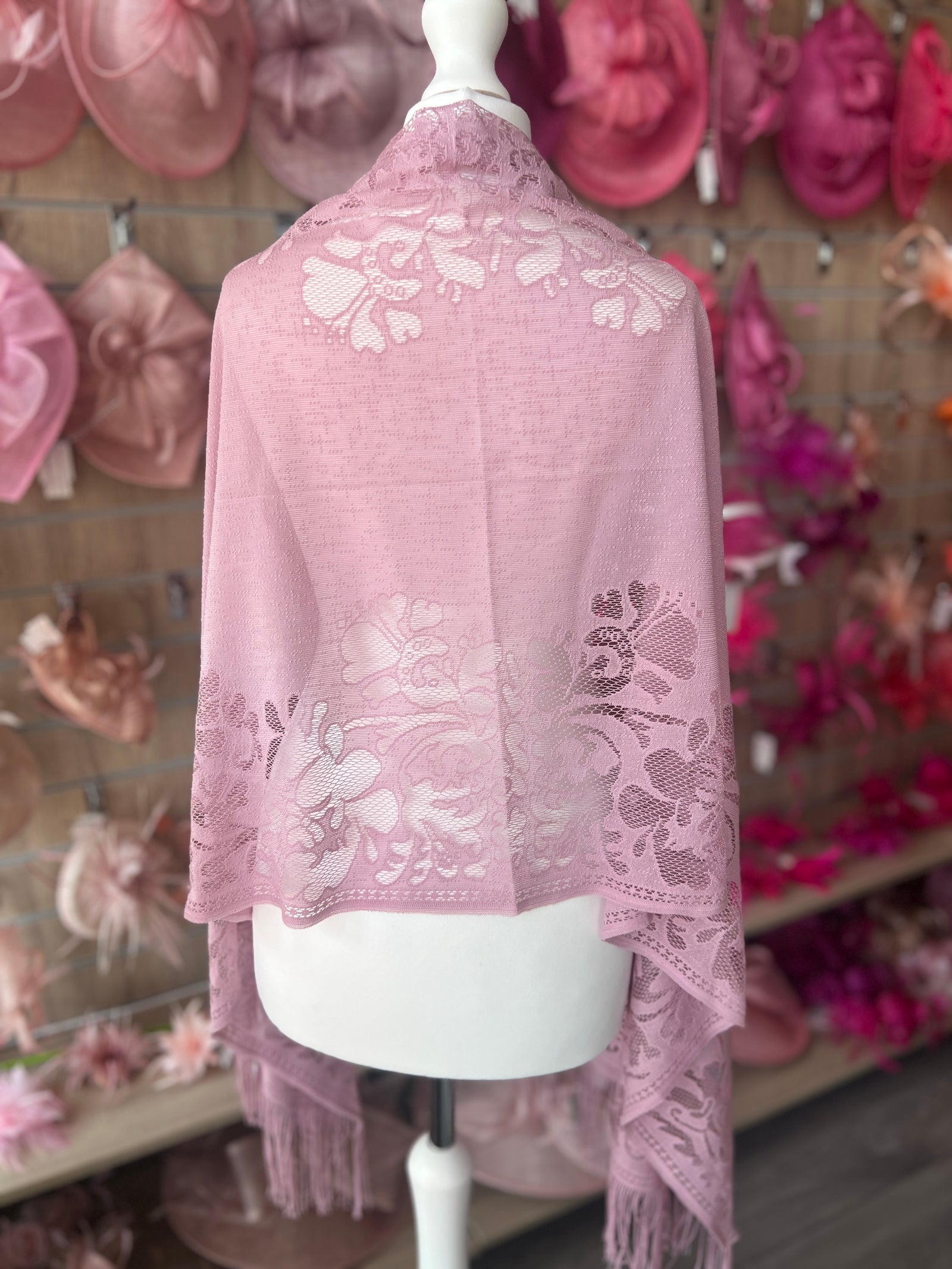 Dusky Pink Lace Shawl-Fascinators Direct