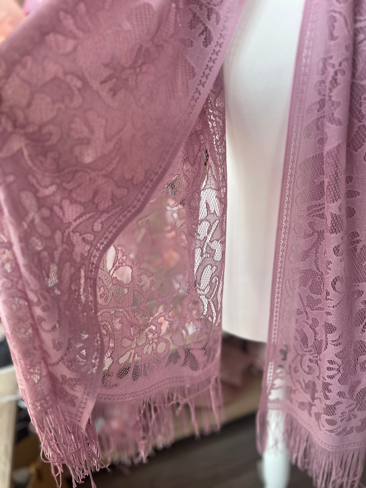 Dusky Pink Lace Shawl-Fascinators Direct