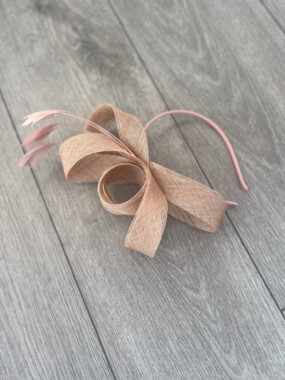Dusky Pink Large Loop Feather Headband Fascinator-Fascinators Direct