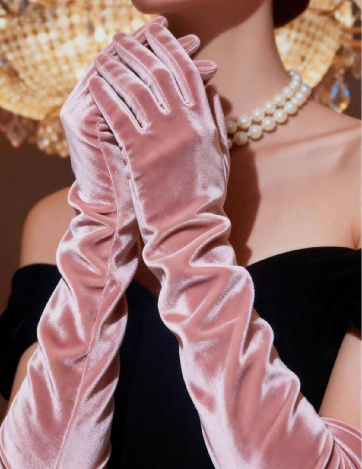Dusky Pink Long Velvet Gloves-Fascinators Direct