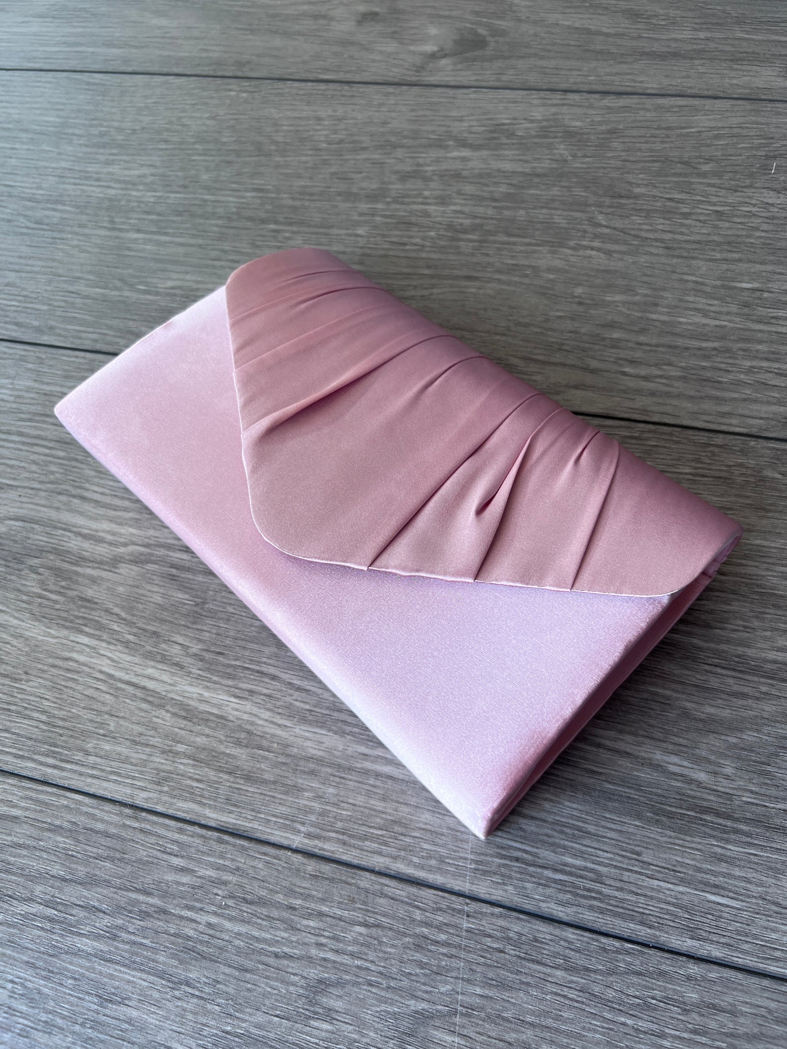 Dusky Pink Satin Enevelope Clutch Bag-Fascinators Direct