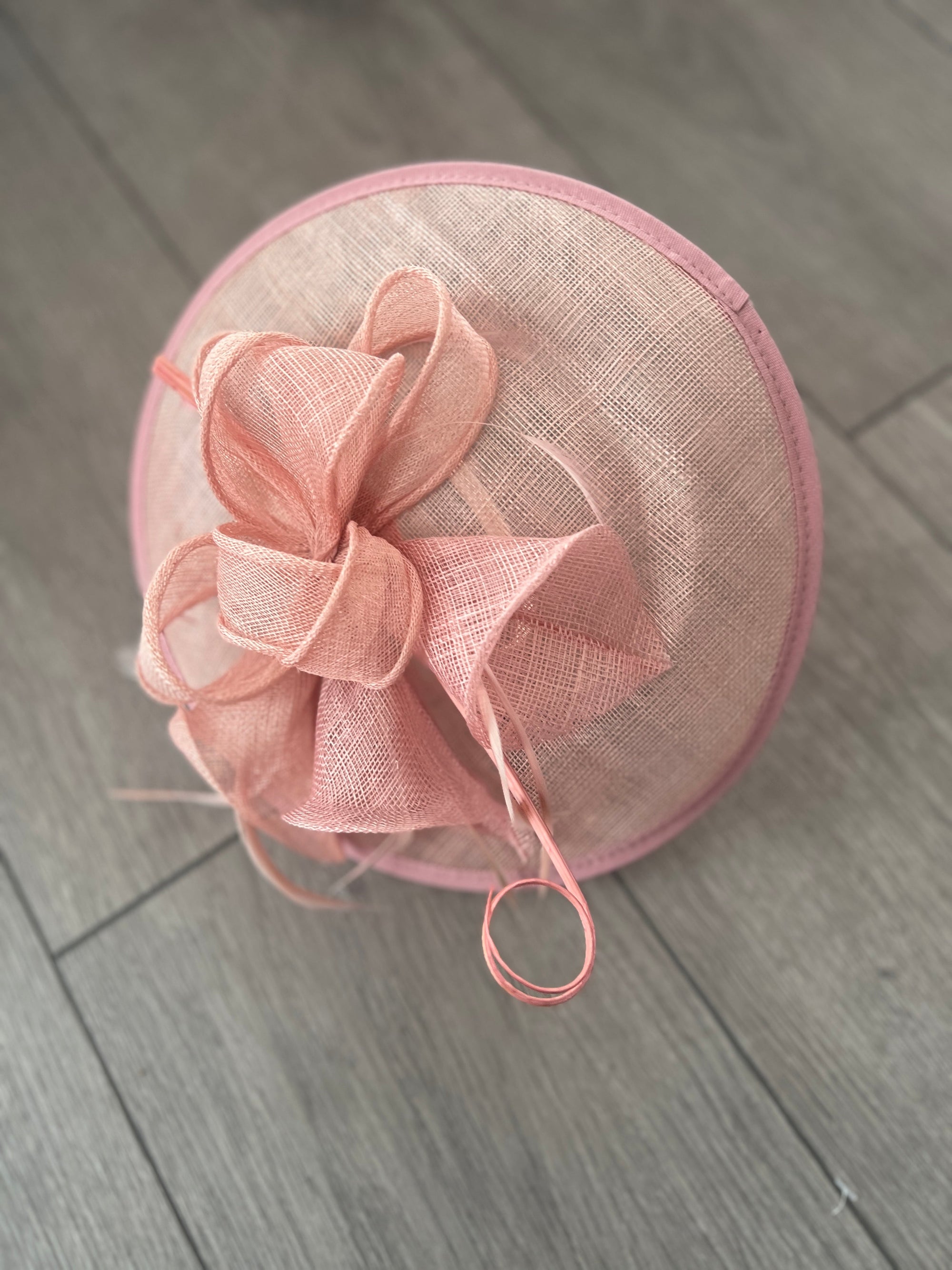 Dusky Pink Sinamay Petunia Flower Fascinator With A Saucer Base-Fascinators Direct