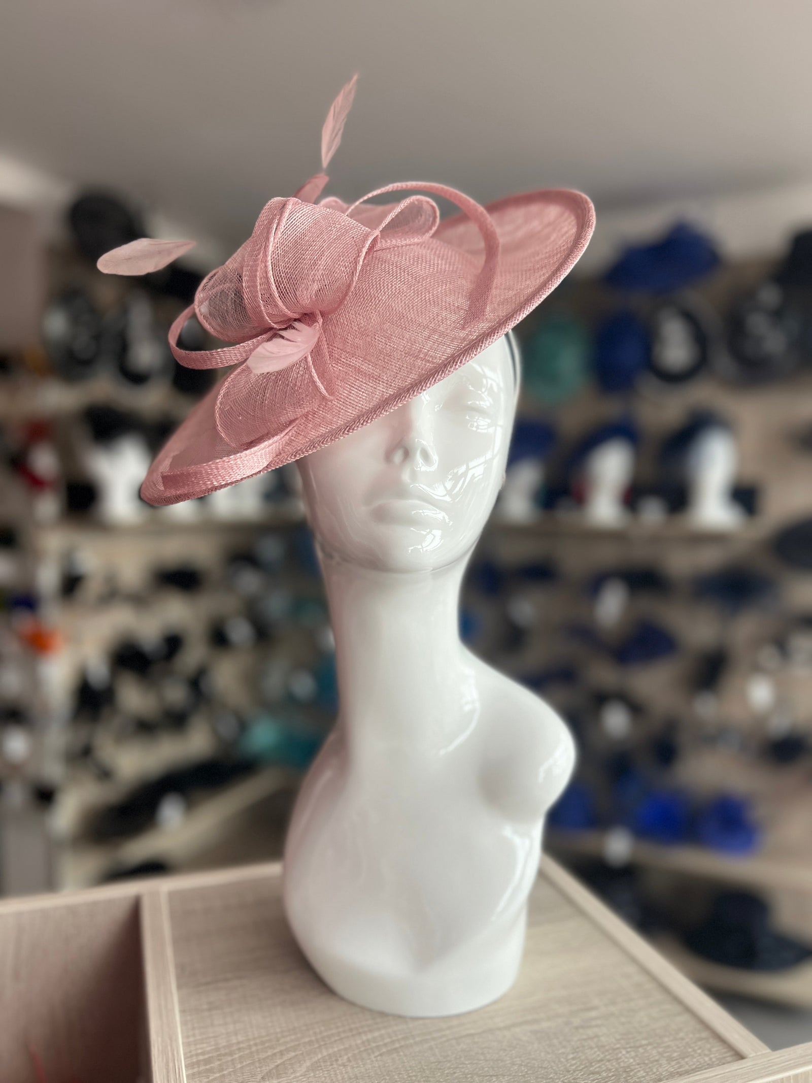 Dusky Pink Teardrop Disc Fascinator-Fascinators Direct