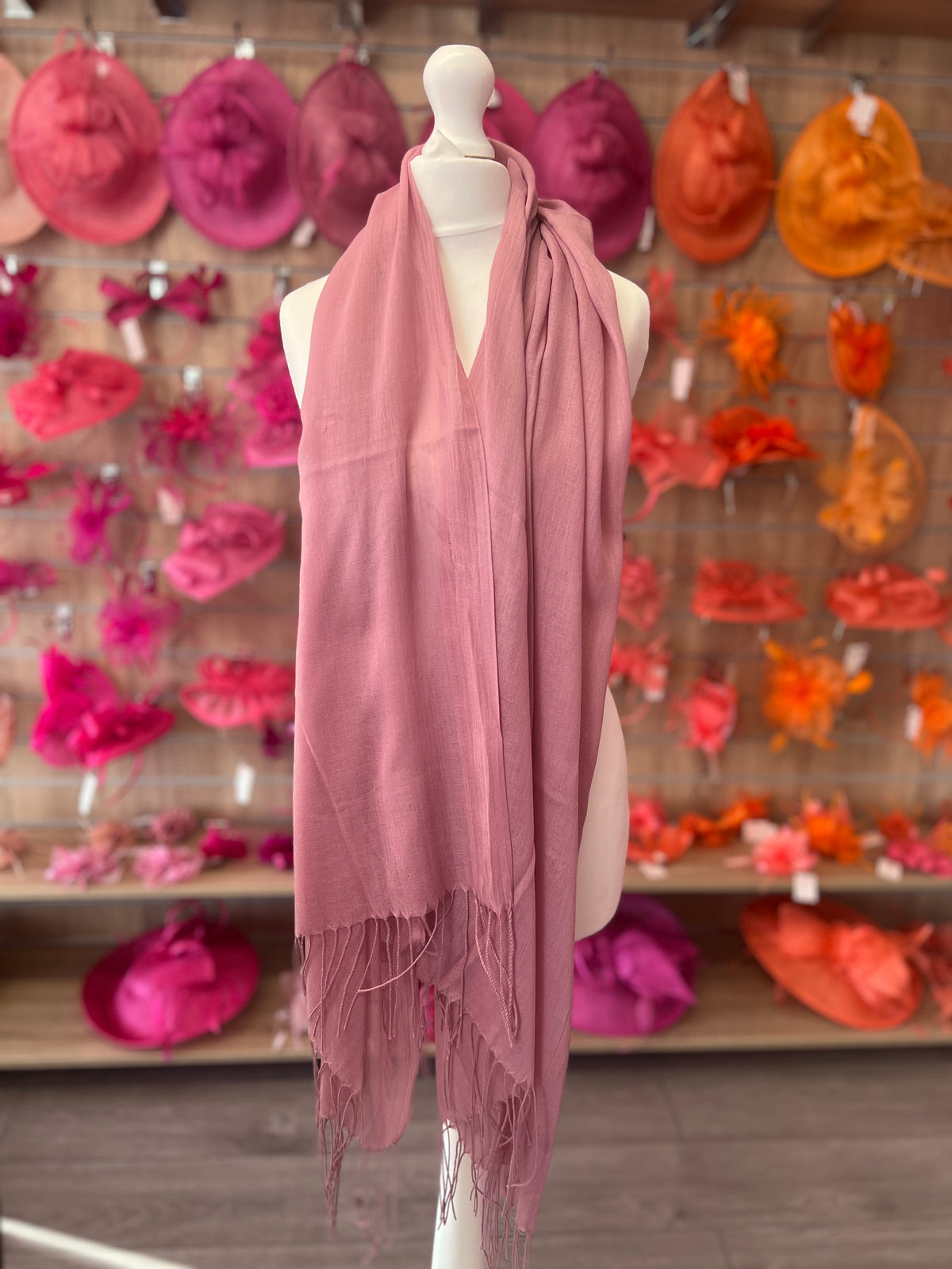 Dusky Pink Wedding Pashmina Scarf-Fascinators Direct