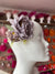 Dusky Purple Peony Flower Hair Clip with Pearls & Leafs-Fascinators Direct